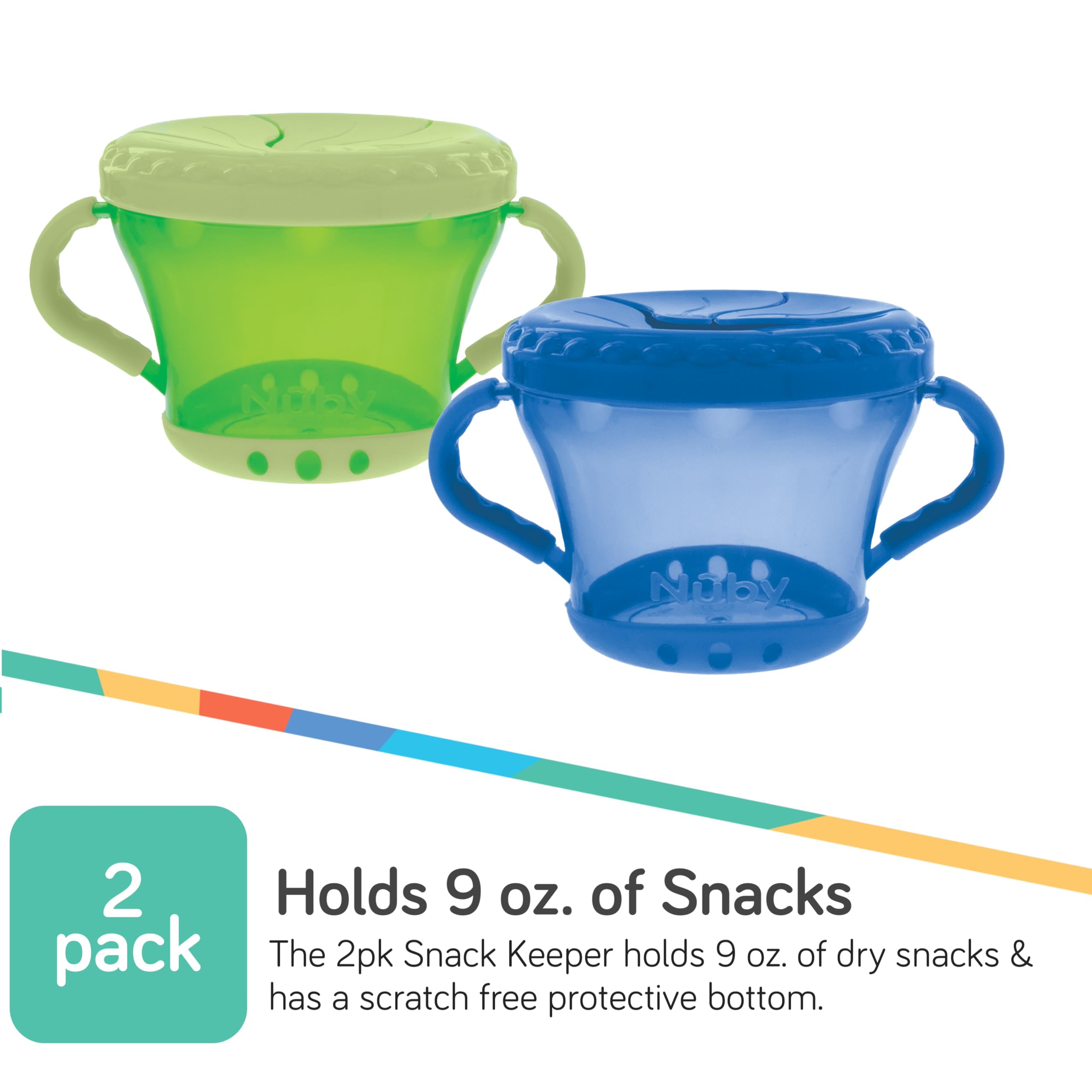 Nuby 2-Pack Snack Keepers, Blue and Green - Image 3