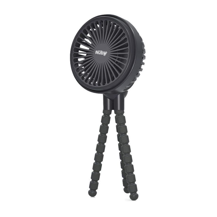 Nuby 3-Speed Stroller Fan with Adjustable Legs - Stroller Accessories - Summer Travel Essentials - Ideal for Car Seats and Play Yards - Black - Image 5