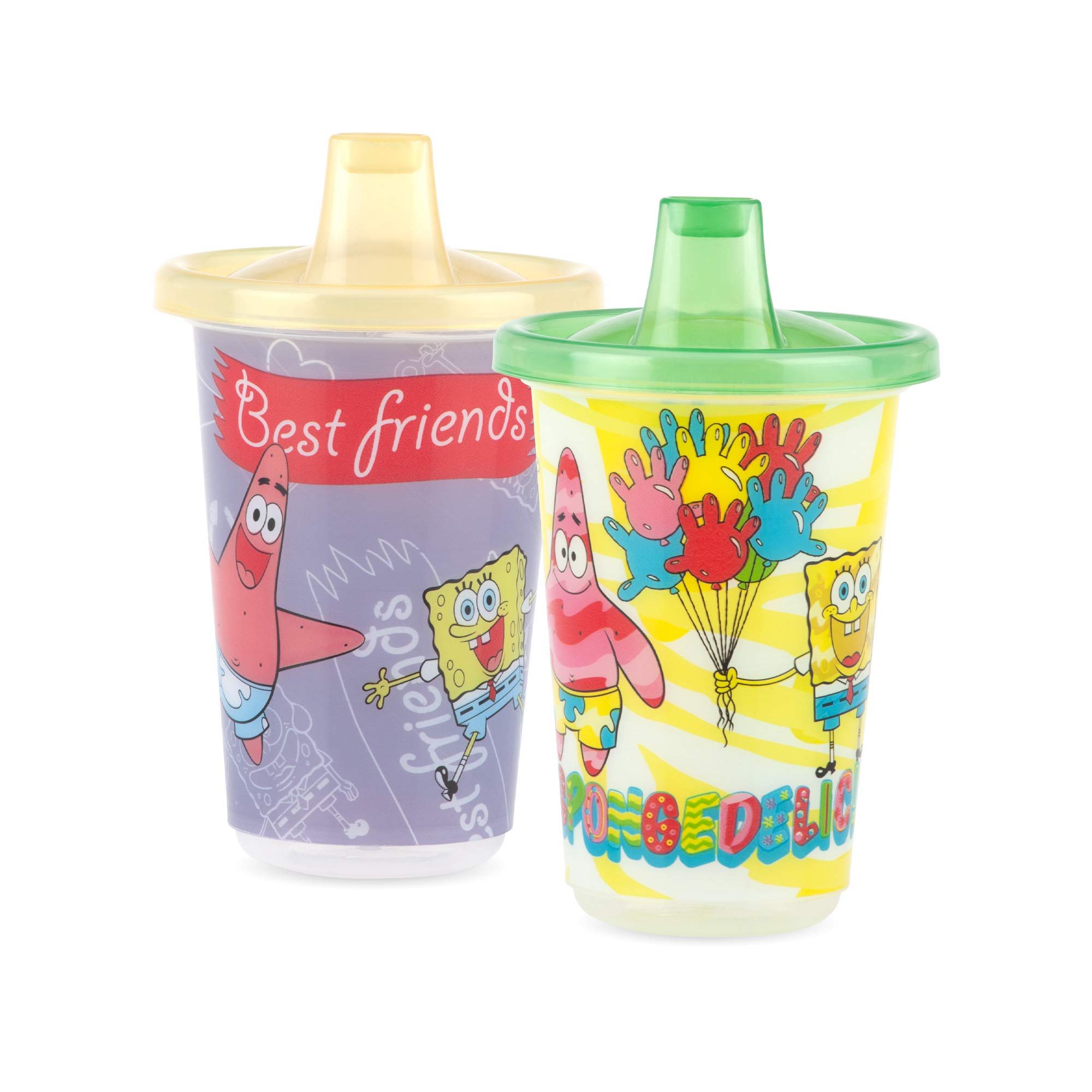 Nuby 6 Pack Wash or Toss Reusable Cups & Lids with Spout, Nickelodeon SpongeBob SquarePants, 10 oz. - Image 3