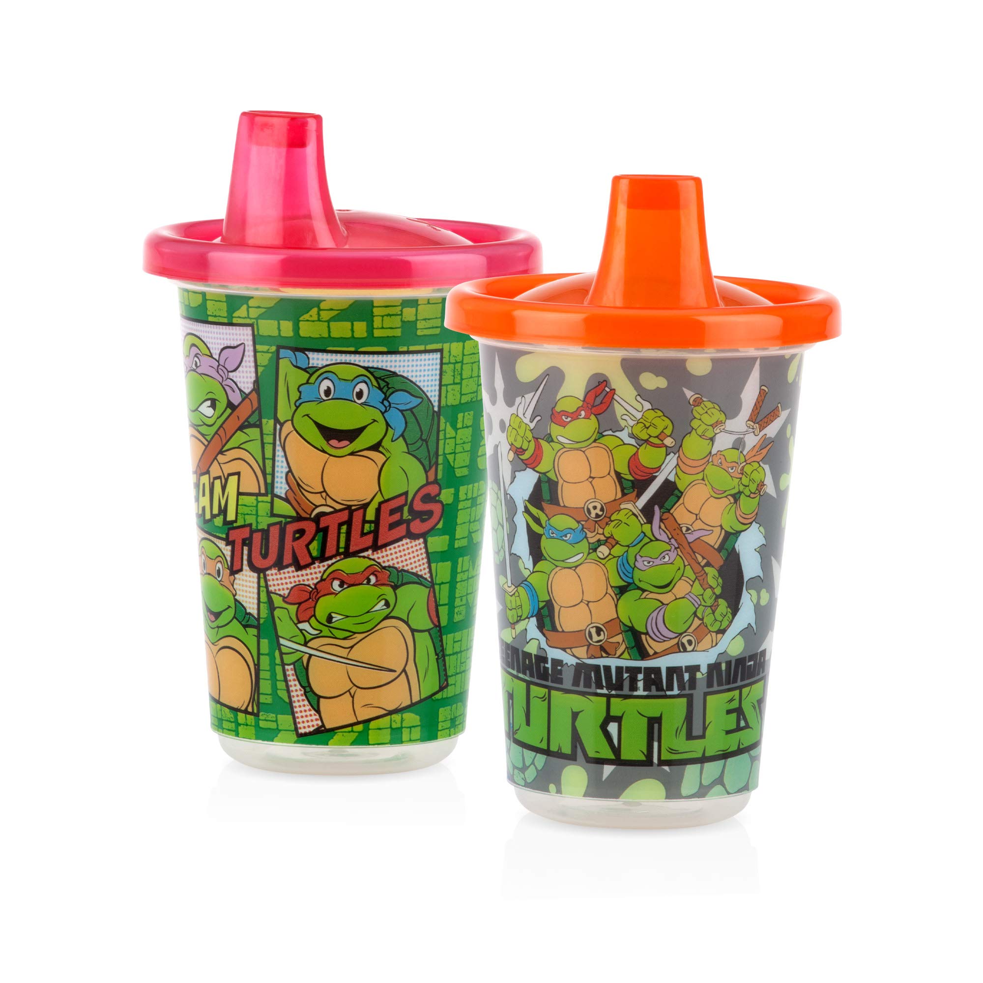 Nuby 6 Pack Wash or Toss Reusable Cups & Lids with Spout, Nickelodeon Teenage Mutant Ninja Turtles, 10 Oz - Image 3