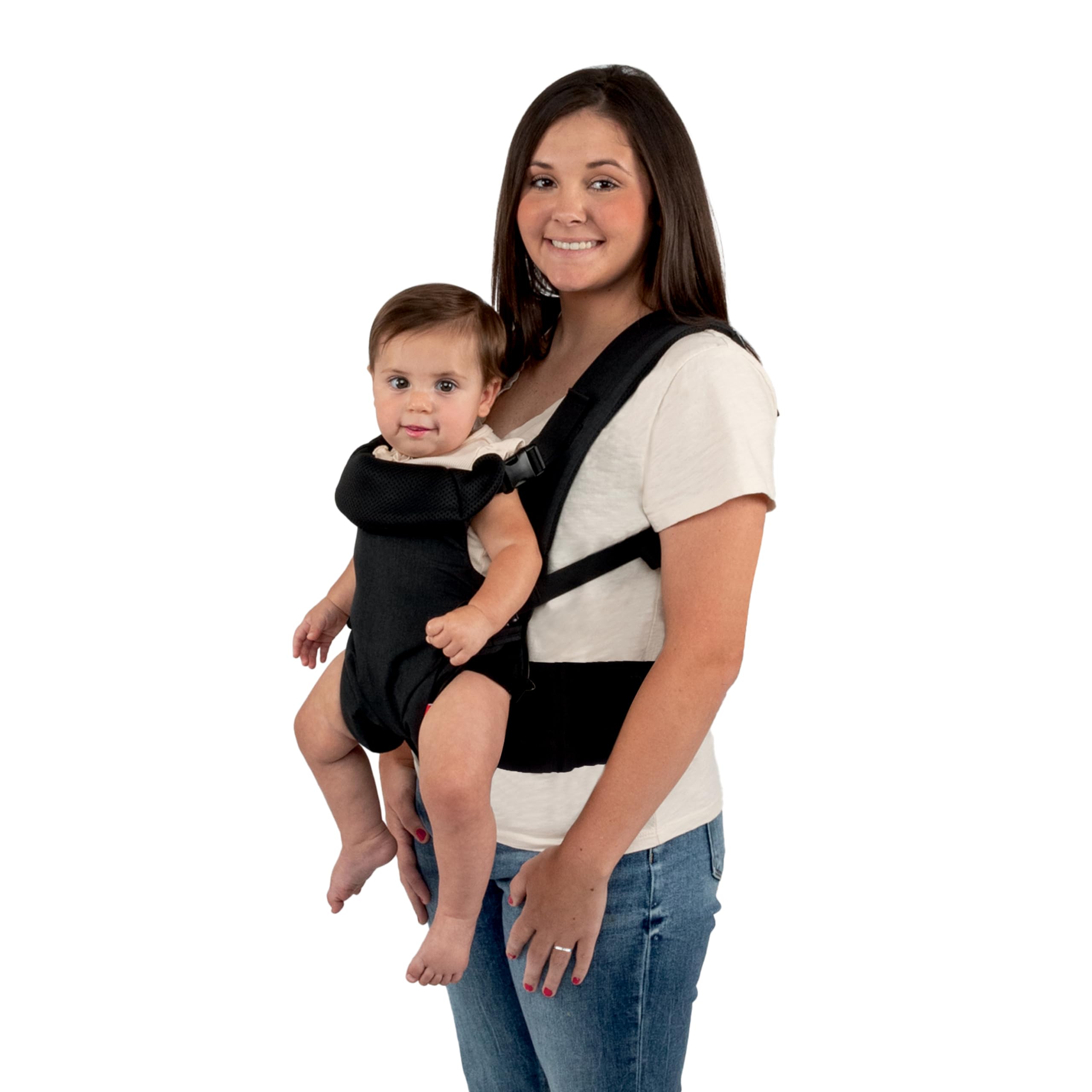 Nuby Baby Carrier with 3 Carry Positions, Adjustable Leg Support for “M” Position, Padded Shoulder Straps & Waist Belt – Lightweight, Comfortable & Secure Inward, Outward & Back Carry Option, Black - Image 3