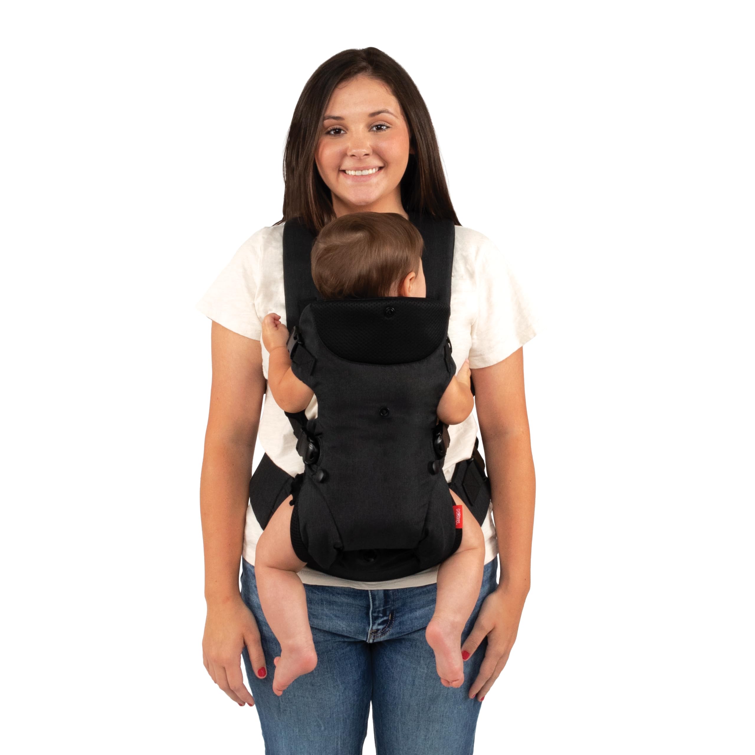 Nuby Baby Carrier with 3 Carry Positions, Adjustable Leg Support for “M” Position, Padded Shoulder Straps & Waist Belt – Lightweight, Comfortable & Secure Inward, Outward & Back Carry Option, Black - Image 4