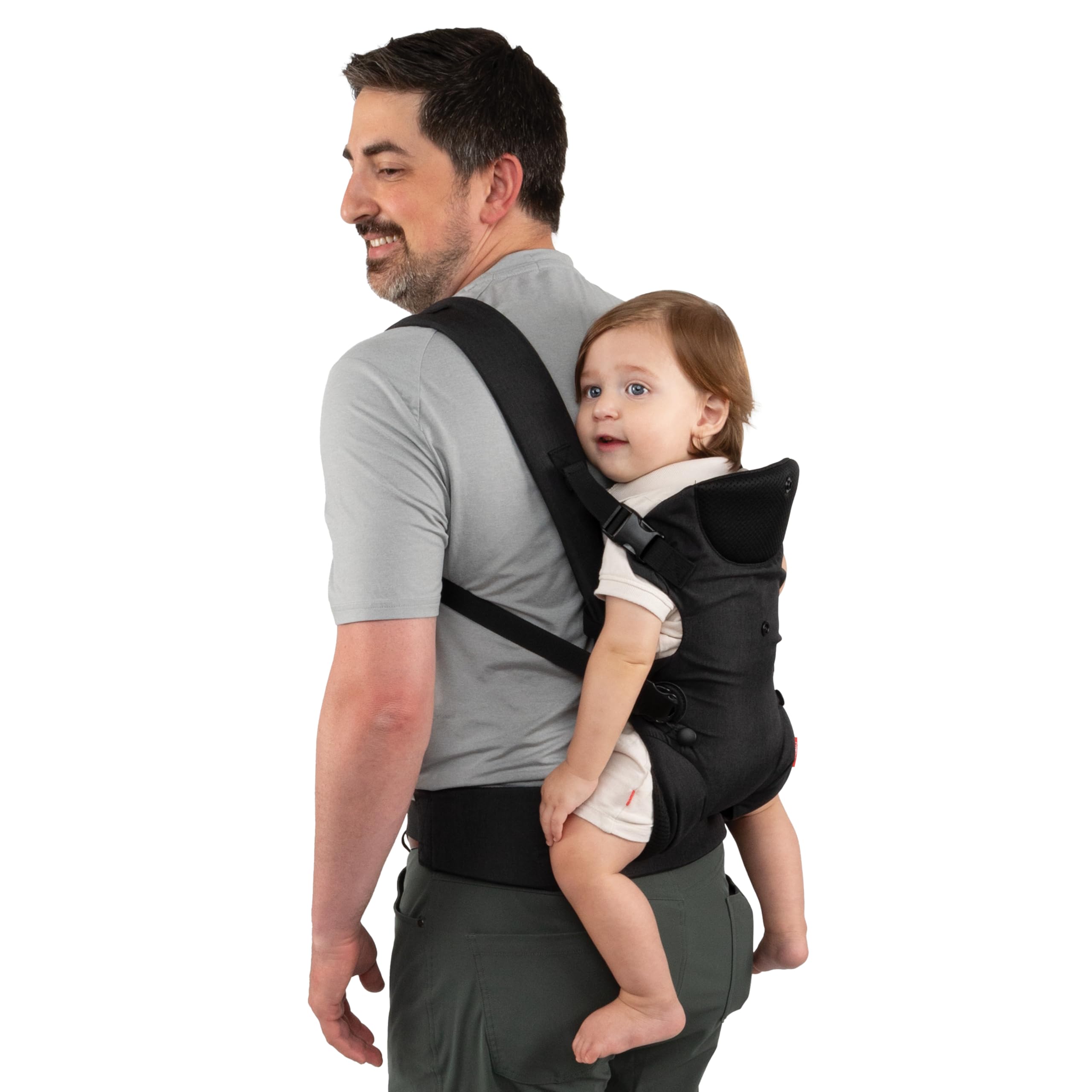 Nuby Baby Carrier with 3 Carry Positions, Adjustable Leg Support for “M” Position, Padded Shoulder Straps & Waist Belt – Lightweight, Comfortable & Secure Inward, Outward & Back Carry Option, Black - Image 5