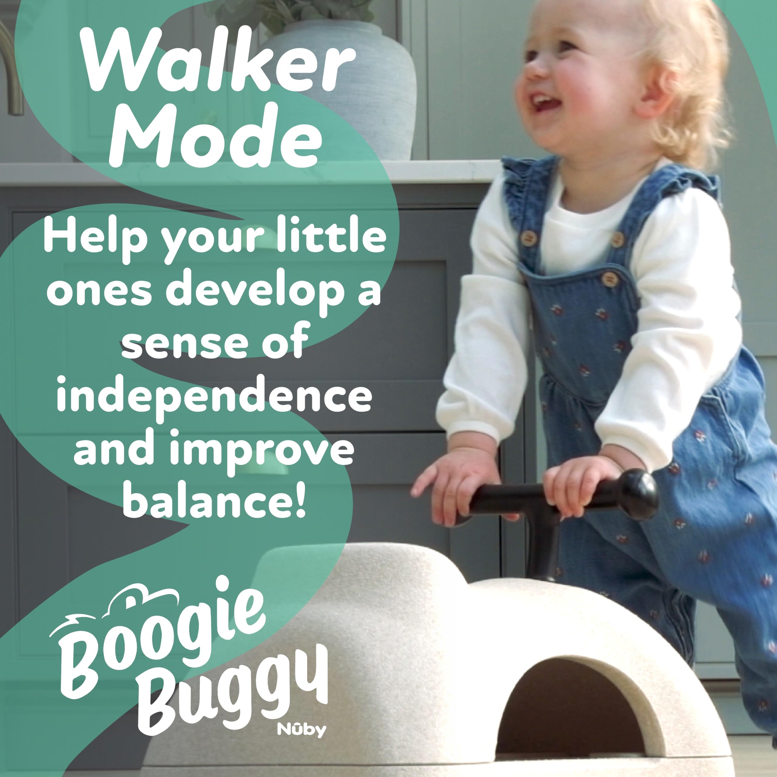 Nuby Boogie Buggy 3-in-1 Scooter for Kids - Walker, Scooter & Caster Board - Indoor & Outdoor Ride-On Toy for Ages 12+ Months - Blue - Image 4