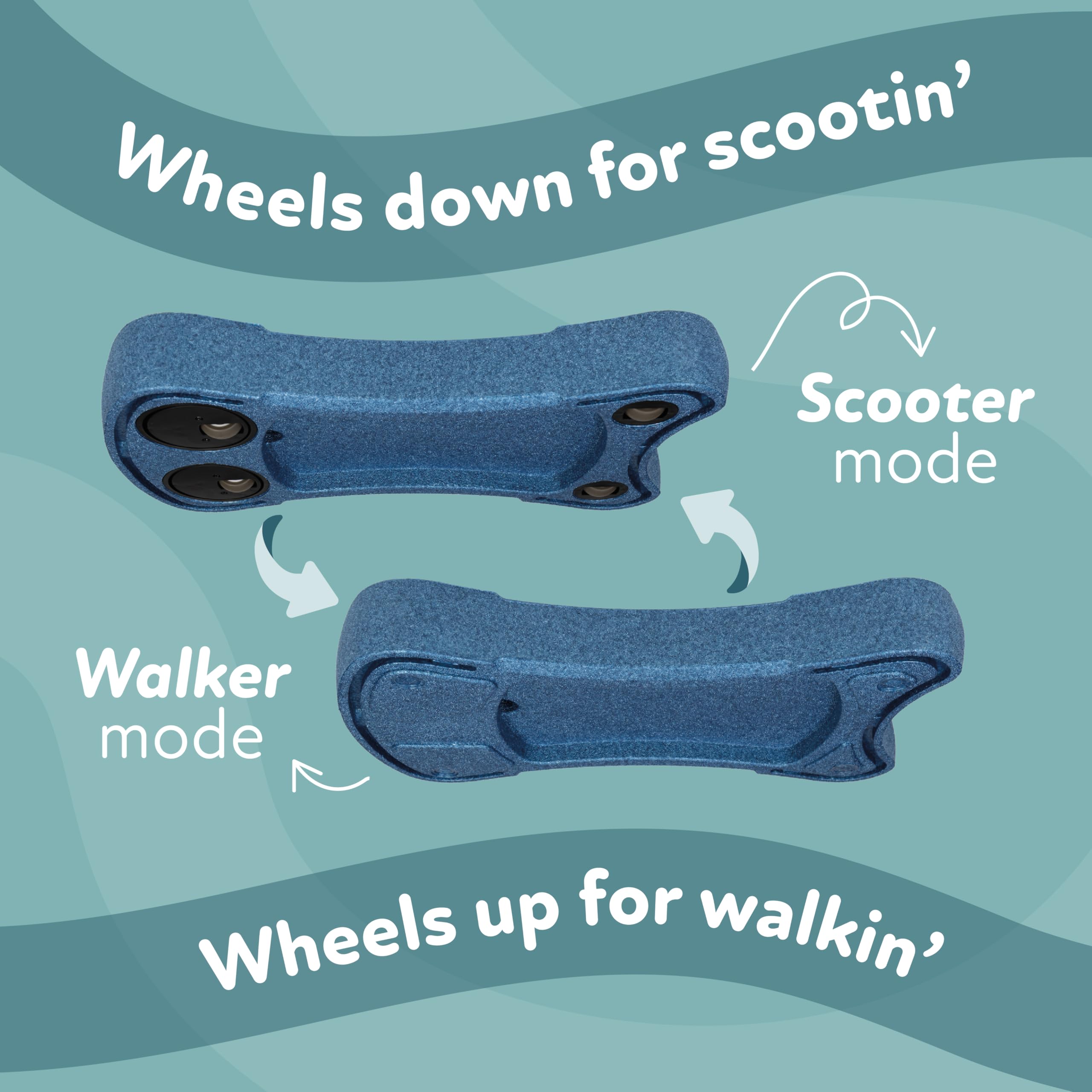 Nuby Boogie Buggy 3-in-1 Scooter for Kids - Walker, Scooter & Caster Board - Indoor & Outdoor Ride-On Toy for Ages 12+ Months - Blue - Image 6