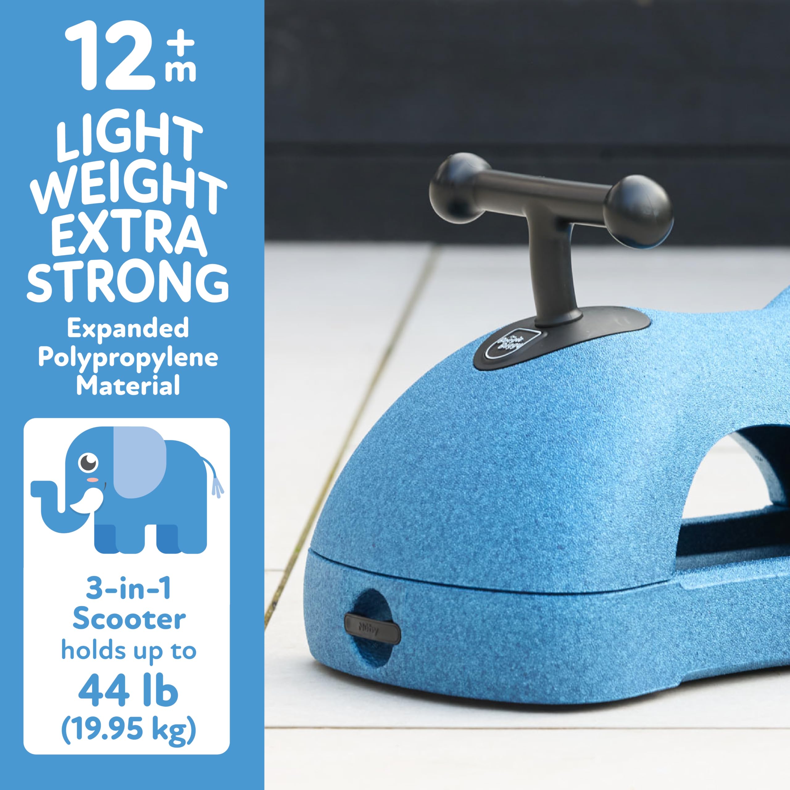 Nuby Boogie Buggy 3-in-1 Scooter for Kids - Walker, Scooter & Caster Board - Indoor & Outdoor Ride-On Toy for Ages 12+ Months - Blue - Image 7