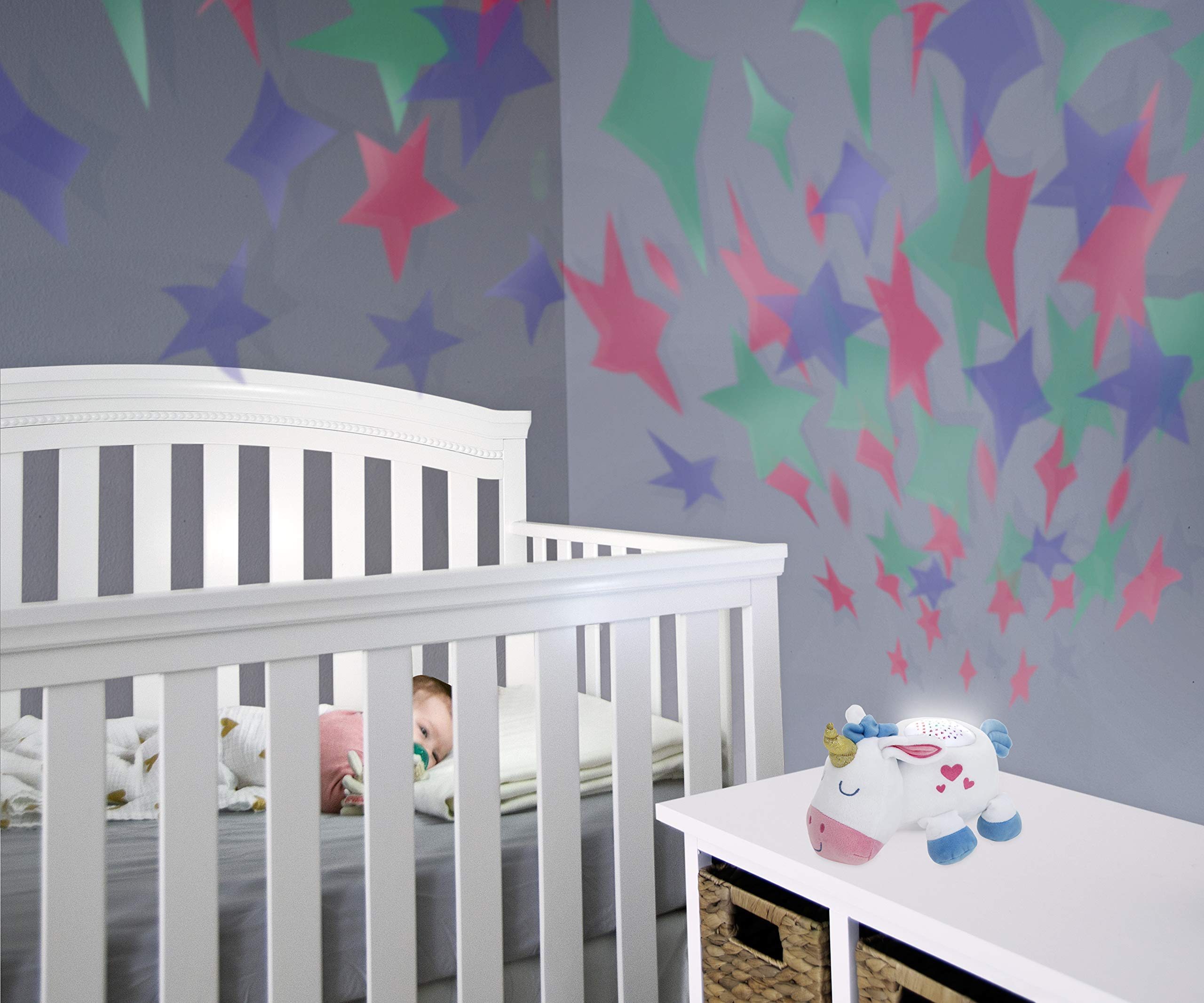 Nuby Calming Nightlight & Soothing Sound Plush Pal, Nightlight Projector with 10 Lullabies, Unicorn - Image 4