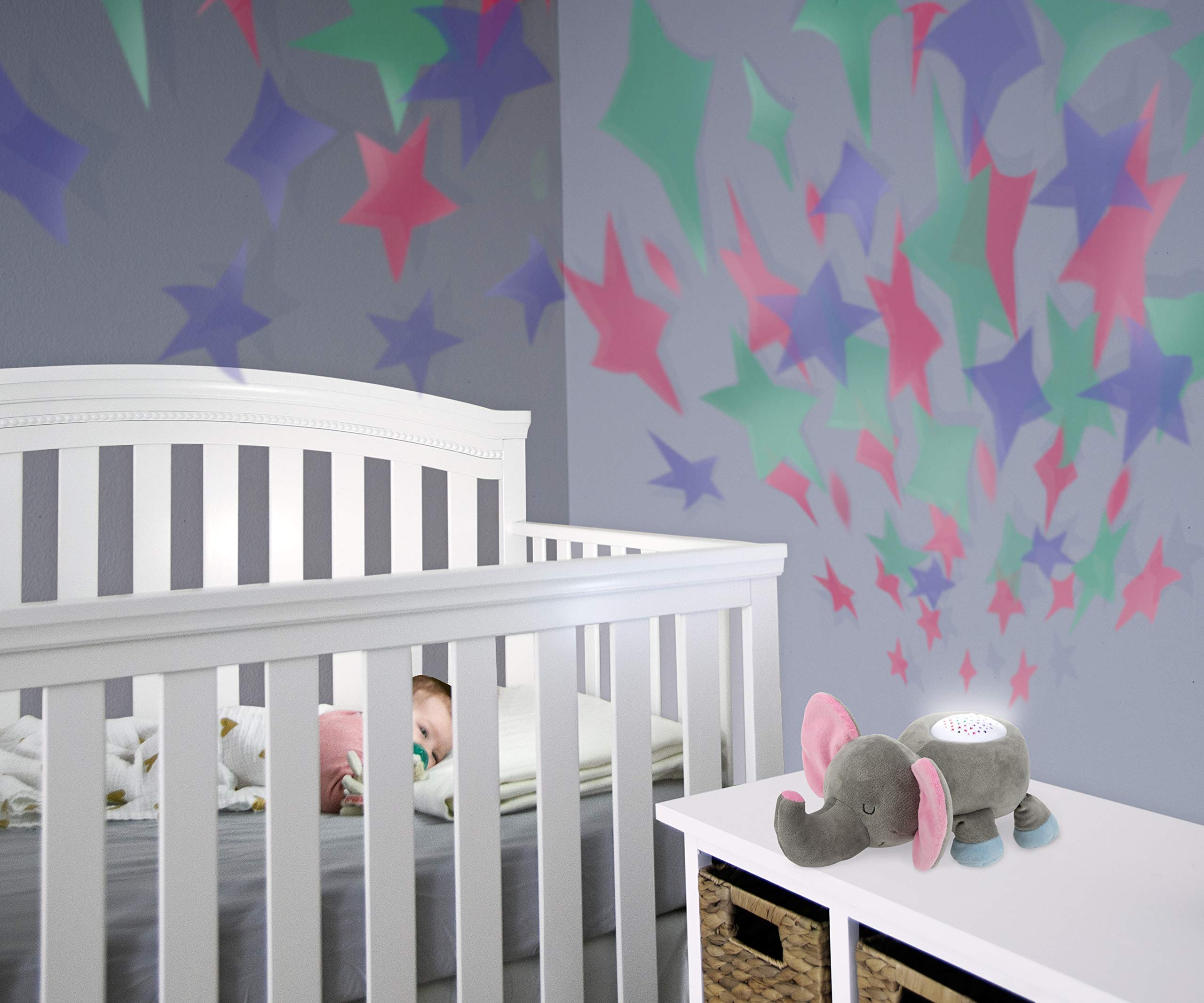 Nuby Calming Nightlight & Soothing Sound Plush Pal, Nightlight Projector with 10 Lullabies, Elephant - Image 4