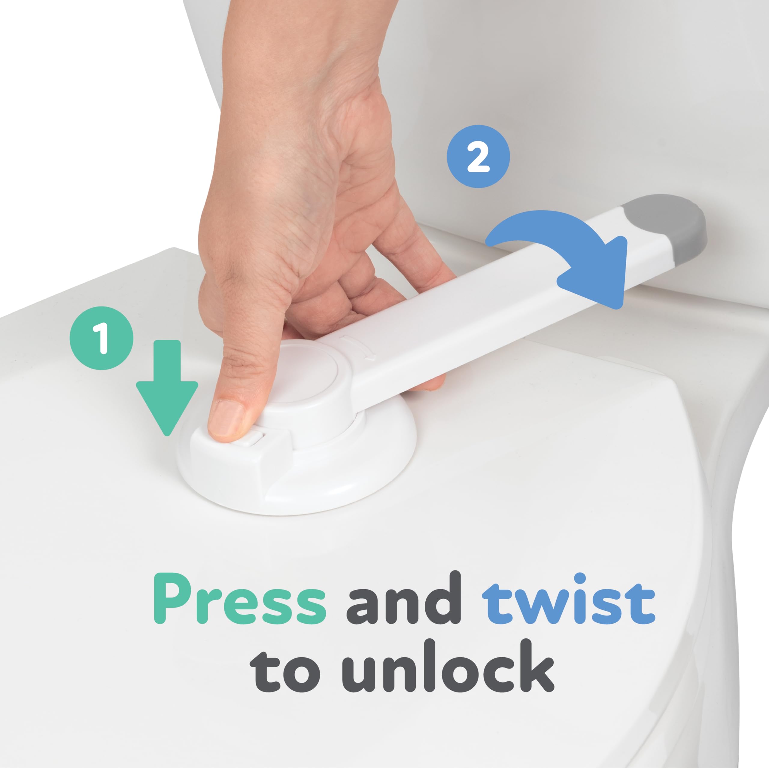 Nuby Child Safety Toilet Locks - 2 Pack - Toilet Lid Lock for Baby Proofing - Easy One-Hand Operation - Simple Installation - Fits Most Seats - Image 3