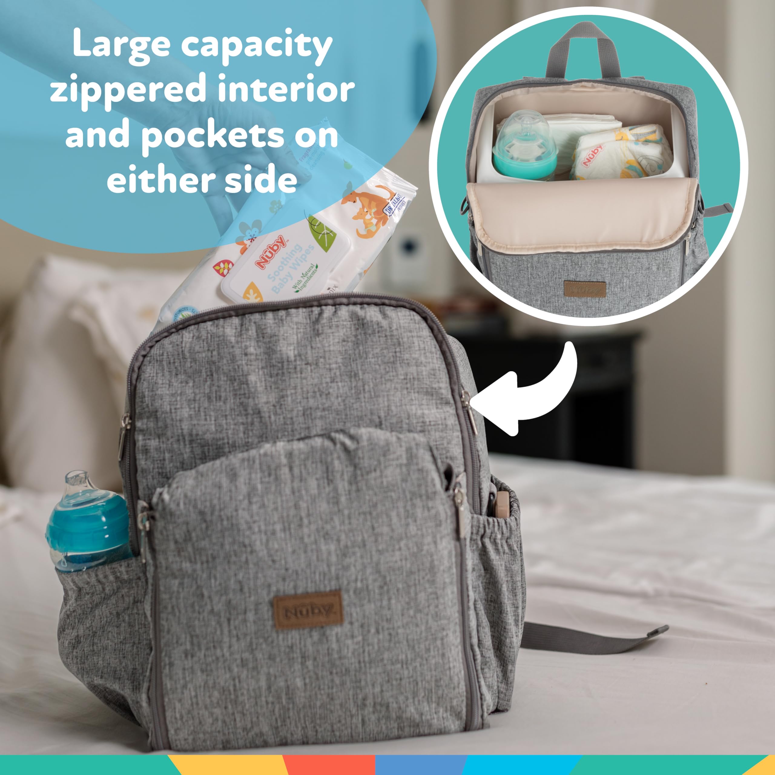 Nuby Easy Go 2-in-1 Backpack Booster Seat with 5-Point Safety Harness - Portable Travel Highchair - Holds Up to 55 lbs - 9+ Months - Gray - Image 7