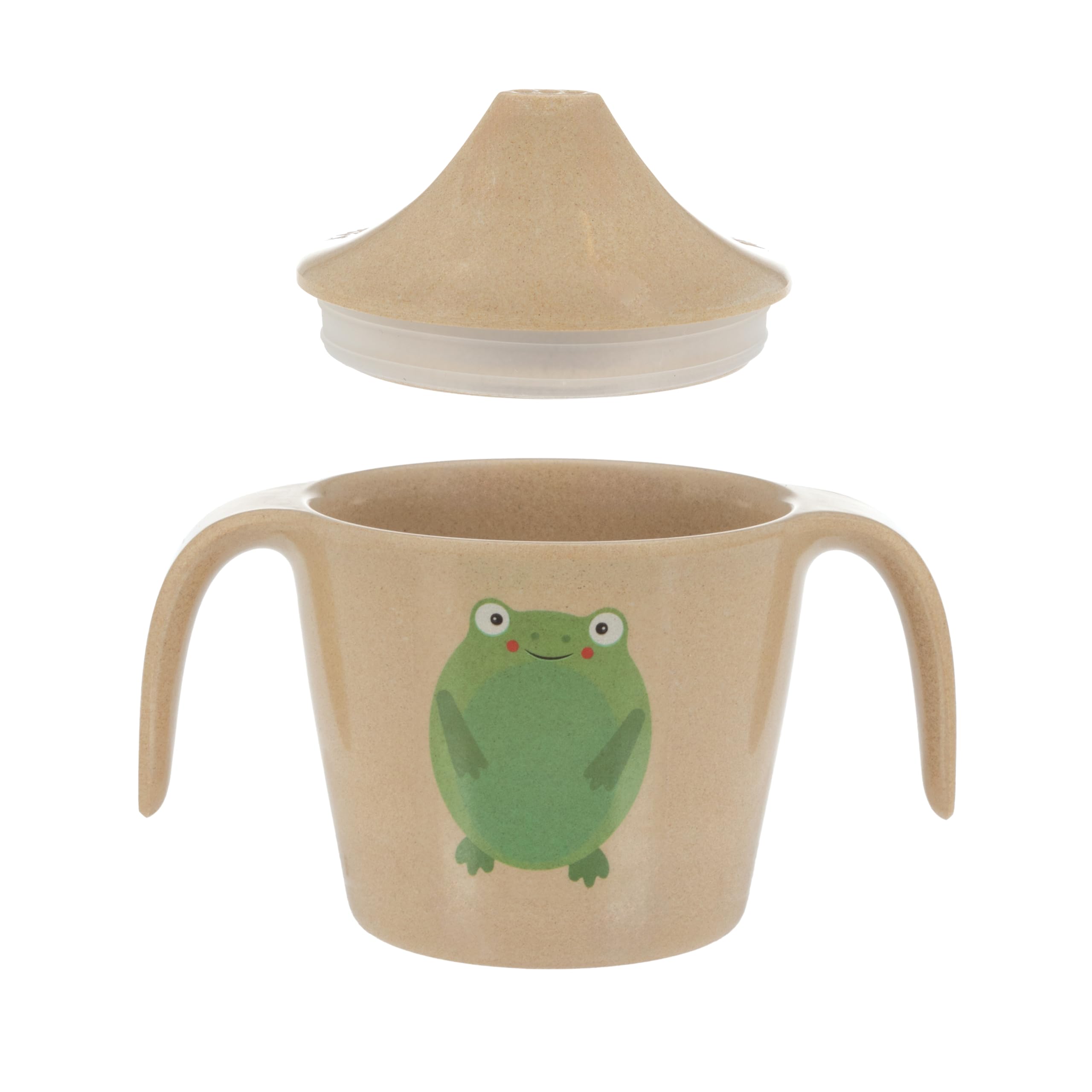 Nuby Eco-Friendly Natural Rice Husk Bite Resistant Two-Handle Free Flow Training Cup: Frog Print, 4+ Months- Fully Compostable and Biodegrable - Image 4