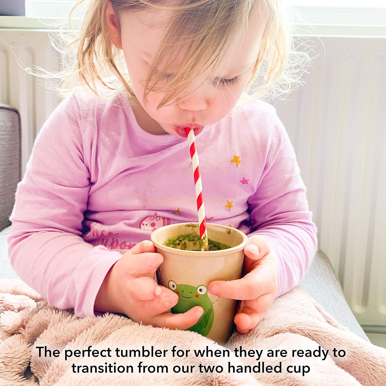 Nuby Eco- Friendly Natural Rice Husk Open Cup Drinking Tumbler, Frog Print, 18+ Months - Fully Compostable and Biodegrable - Image 4