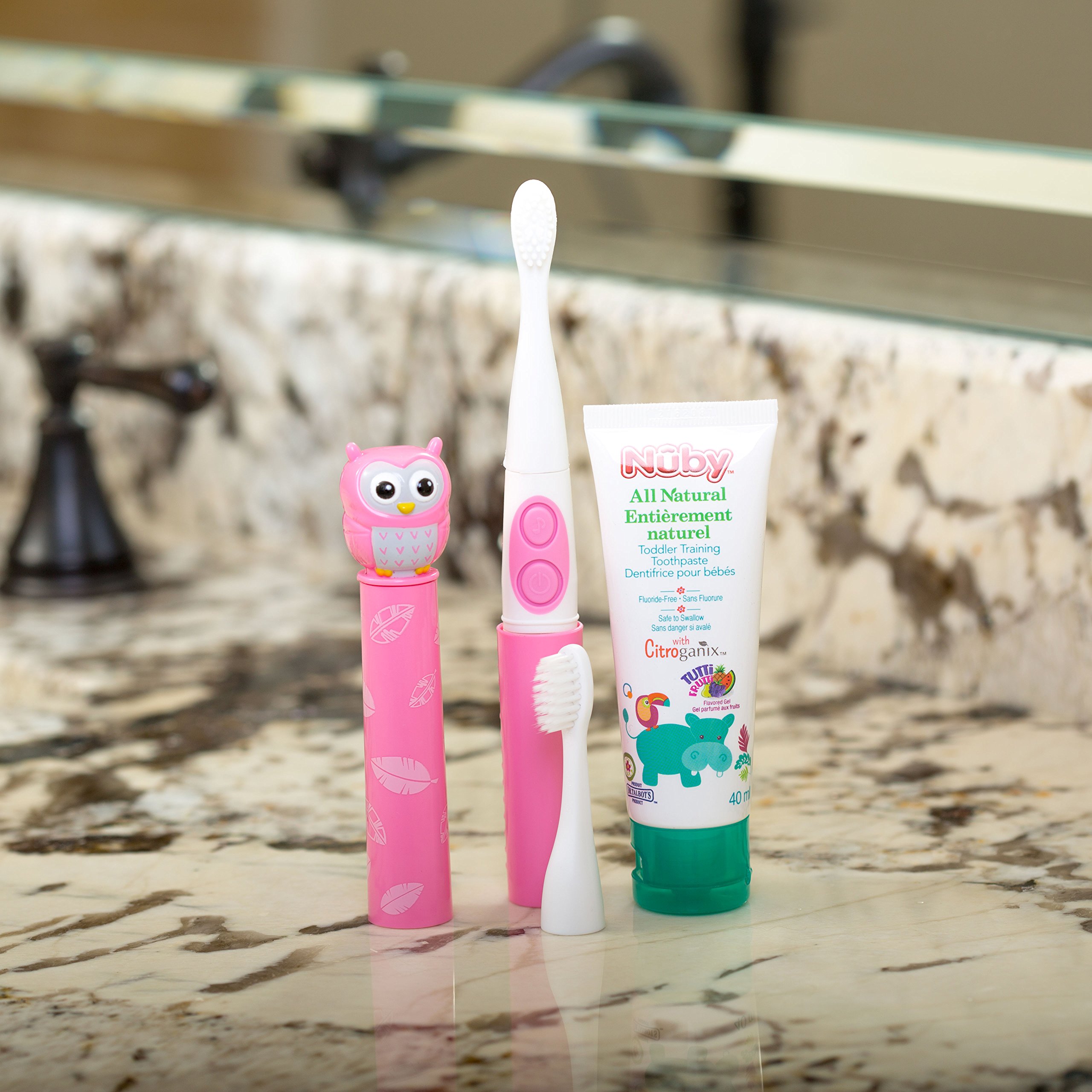 Nuby Electric Toothbrush with Animal Character, Owl - Image 3
