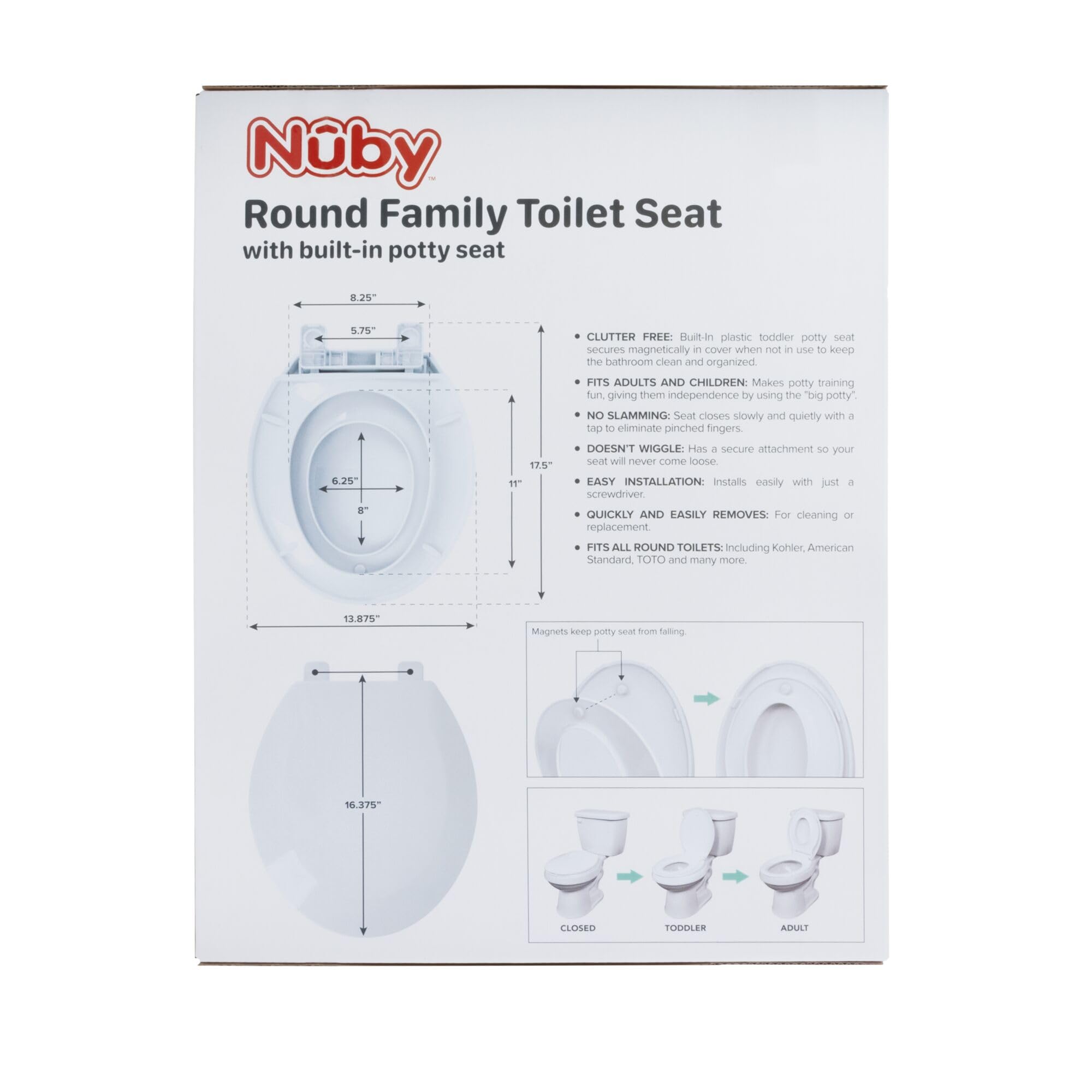 Nuby Family Toilet Seat - Built-in Potty Training Toilet Seat - Fits All Round Toilets - Secure and Wiggle-Free - Easy to Install and Remove - Image 6