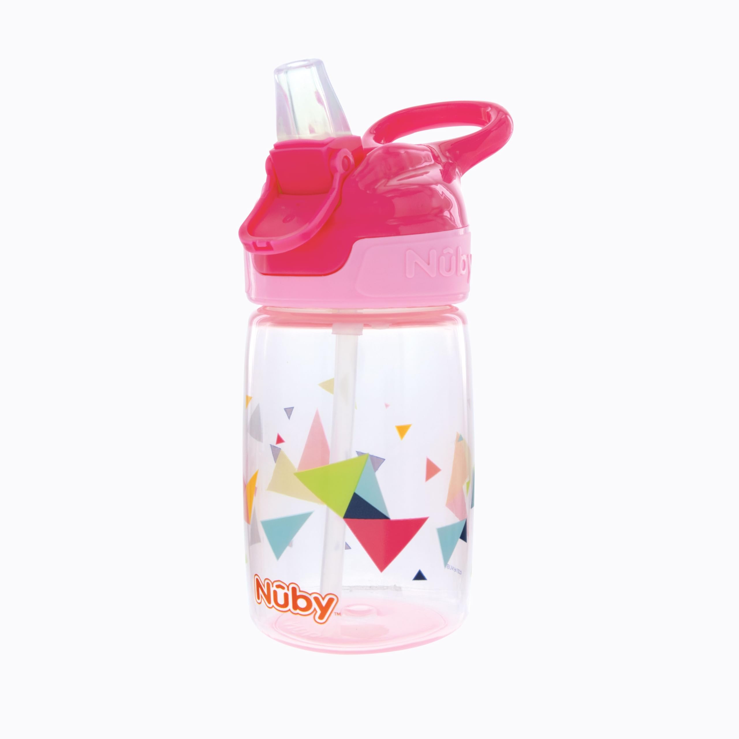 Nuby Kid’s Flip-it Reflex Push Button On-The-Go Printed Water Bottle with Soft Spout - 12oz / 360ml, 18+ Months, 1pk - Pyramids - Image 3