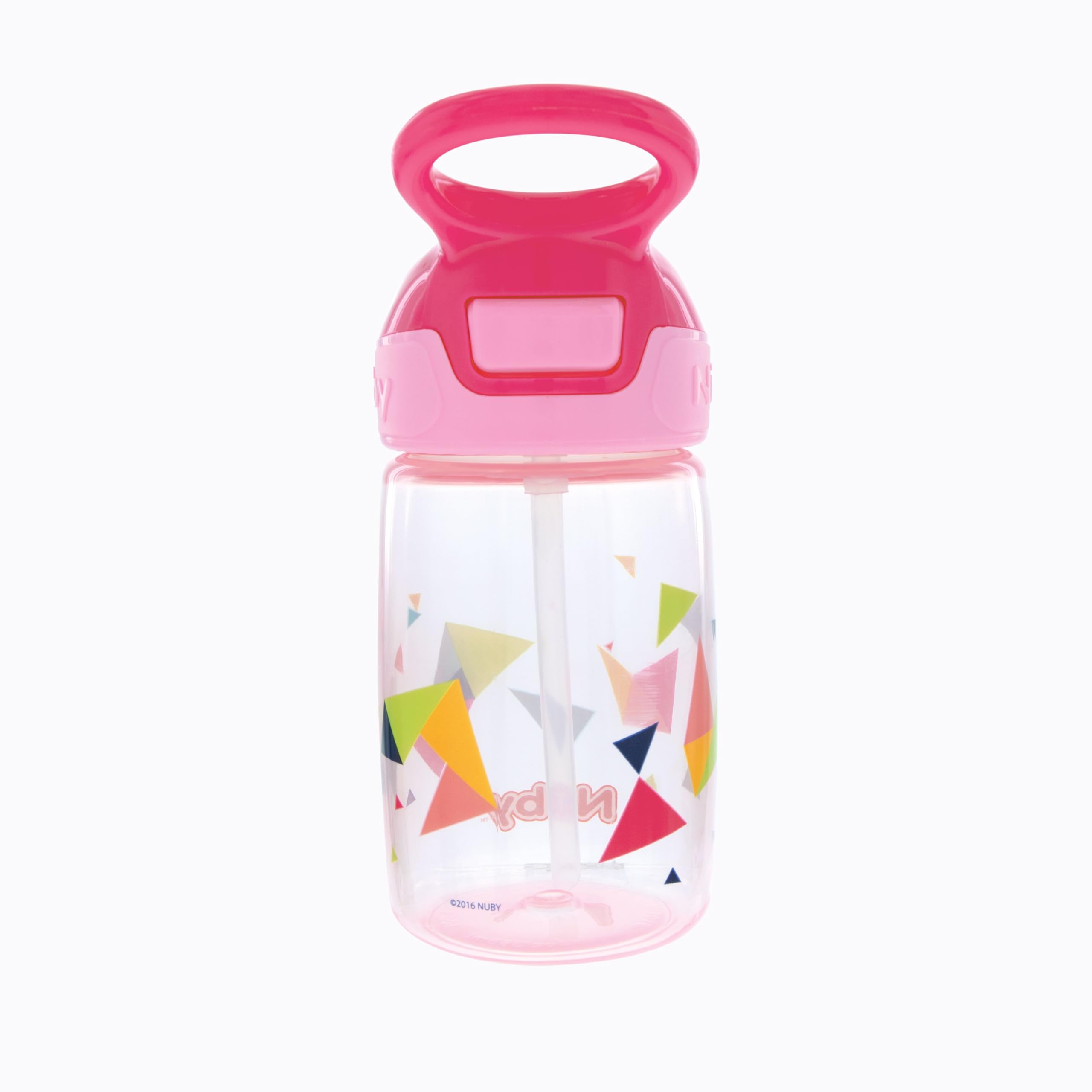 Nuby Kid’s Flip-it Reflex Push Button On-The-Go Printed Water Bottle with Soft Spout - 12oz / 360ml, 18+ Months, 1pk - Pyramids - Image 4