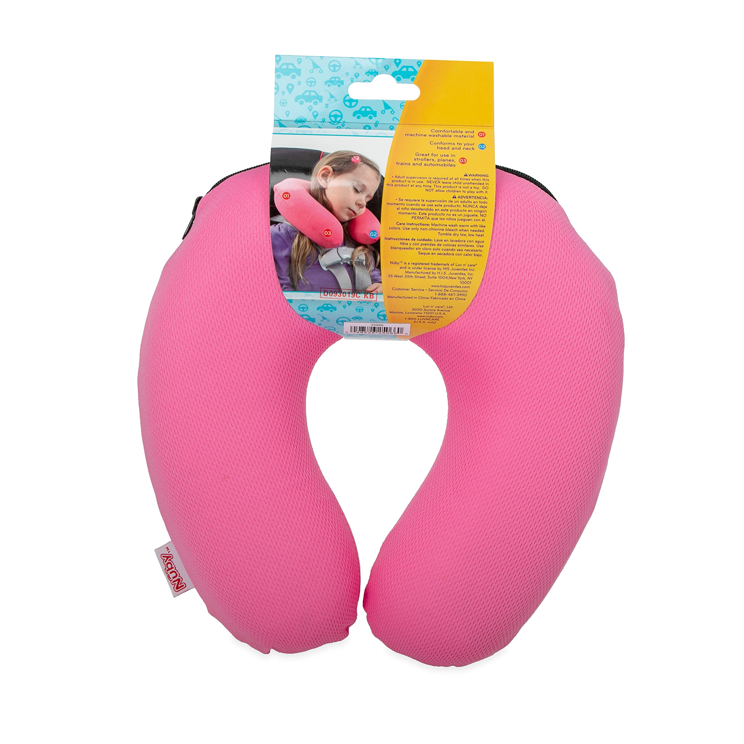 Nuby Memory Foam Support Pillow - Plush Travel Pillow - 0+ Months - Pink - Image 6