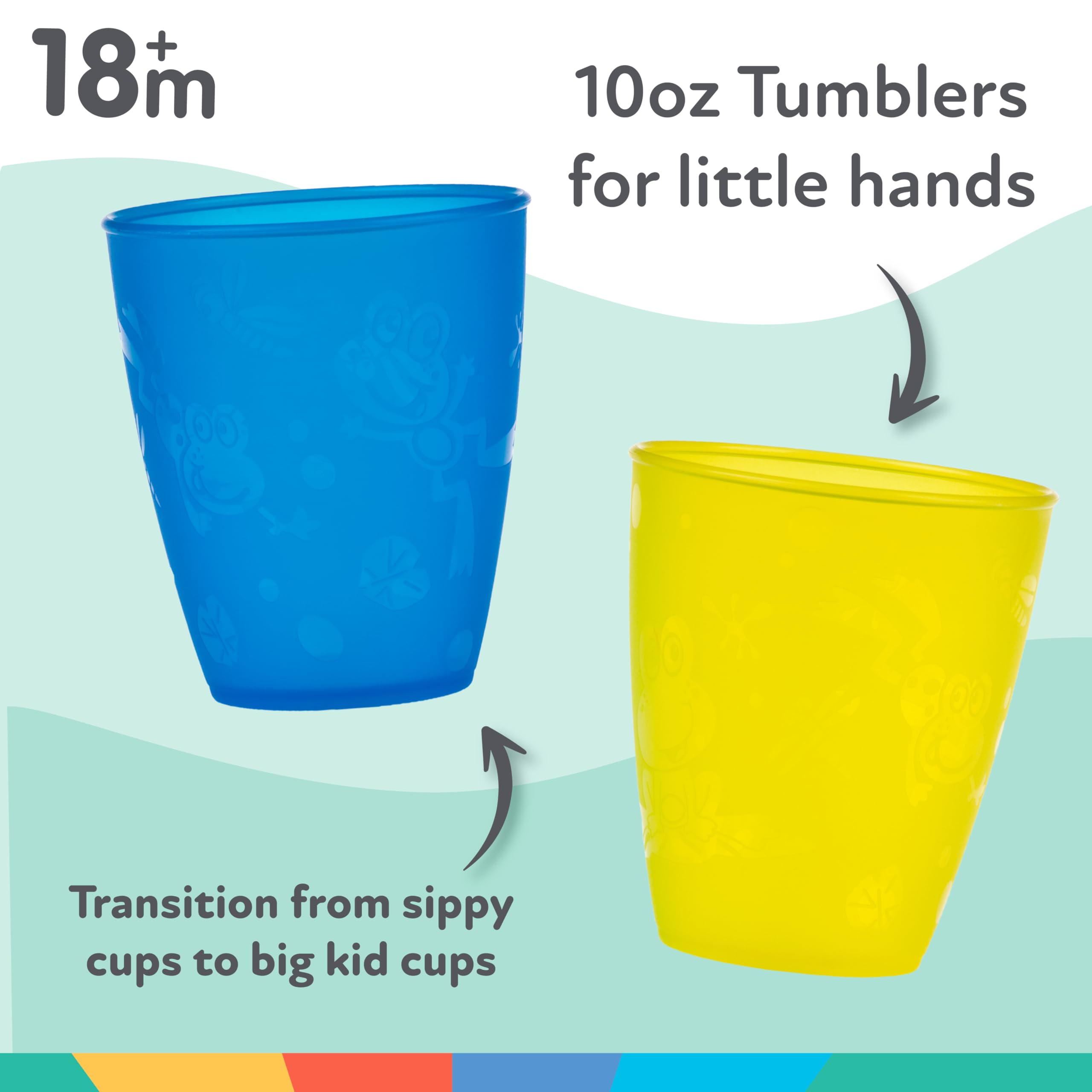 Nuby Plastic Fun Drinking Tumblers, Colors May Vary, 10 Oz, 4 Count - Image 5