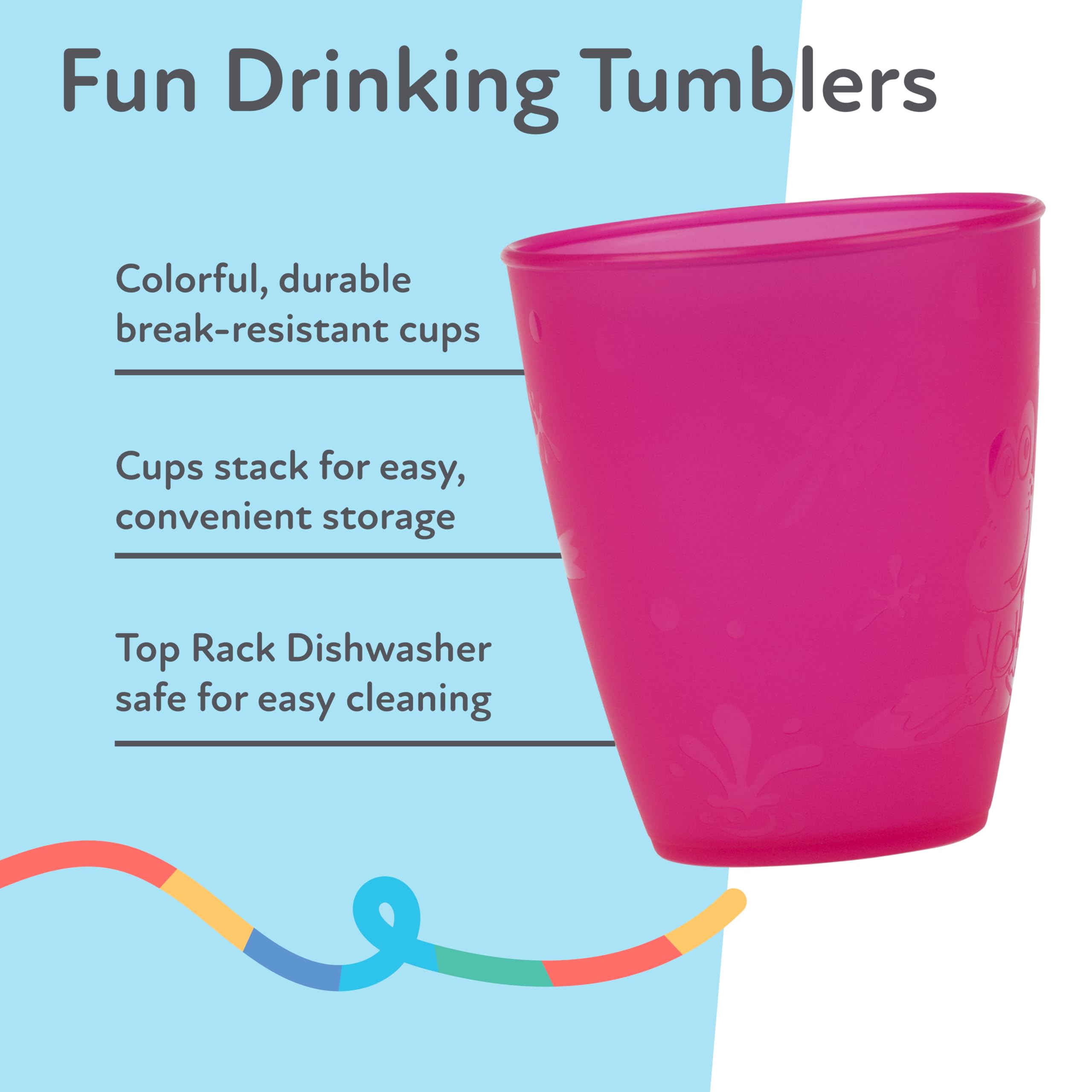 Nuby Plastic Fun Drinking Tumblers, Colors May Vary, 10 Oz, 4 Count - Image 6