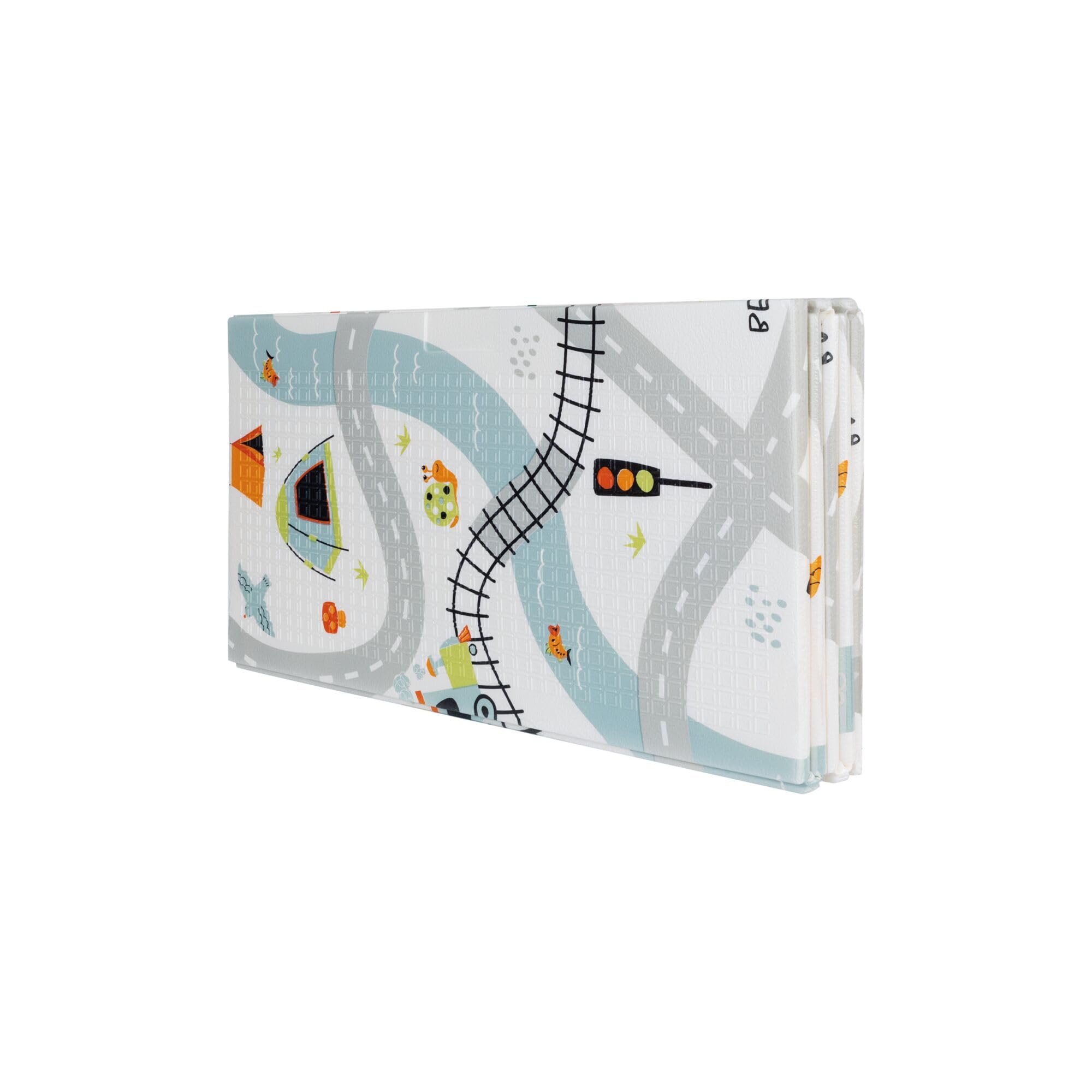 Nuby Reversible Baby Floor Mat - Foldable and Lightweight Foam Infant Play Mat - 77" x 58" - Easy Storage and Travel - Car Tracks/Alphabet - Image 10