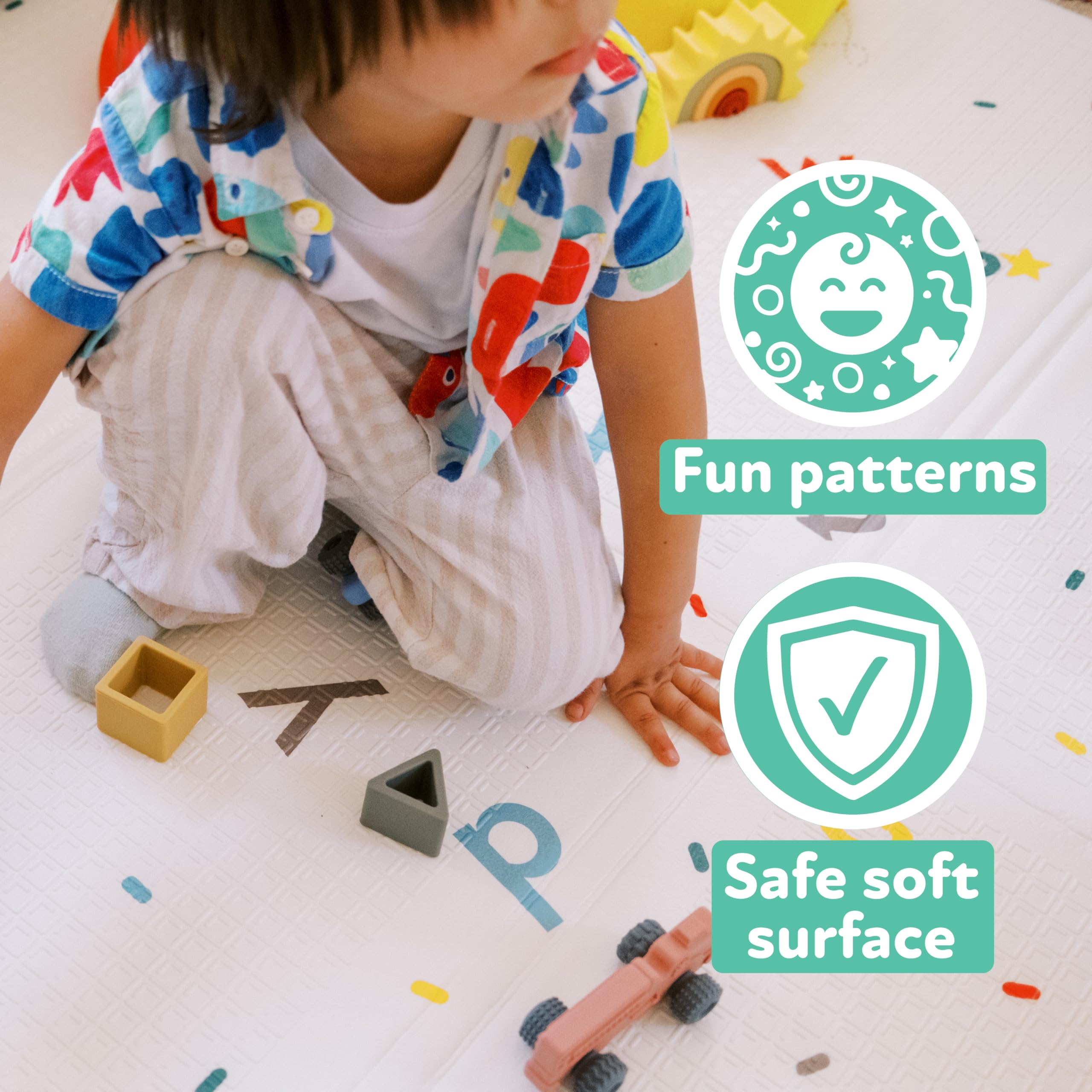 Nuby Reversible Baby Floor Mat - Foldable and Lightweight Foam Infant Play Mat - 77" x 58" - Easy Storage and Travel - Car Tracks/Alphabet - Image 4