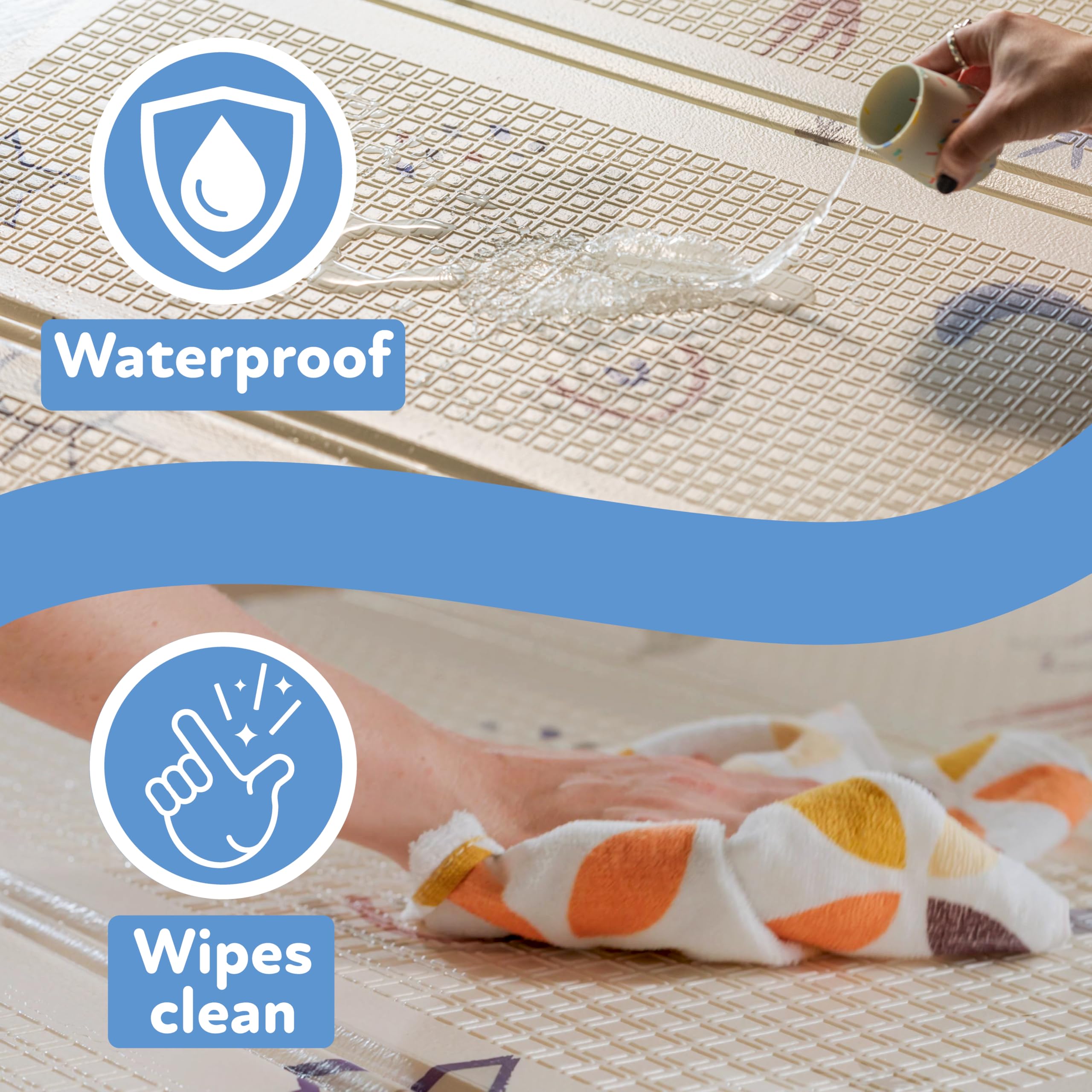 Nuby Reversible Baby Floor Mat - Foldable and Lightweight Foam Infant Play Mat - 77" x 58" - Easy Storage and Travel - Car Tracks/Alphabet - Image 5