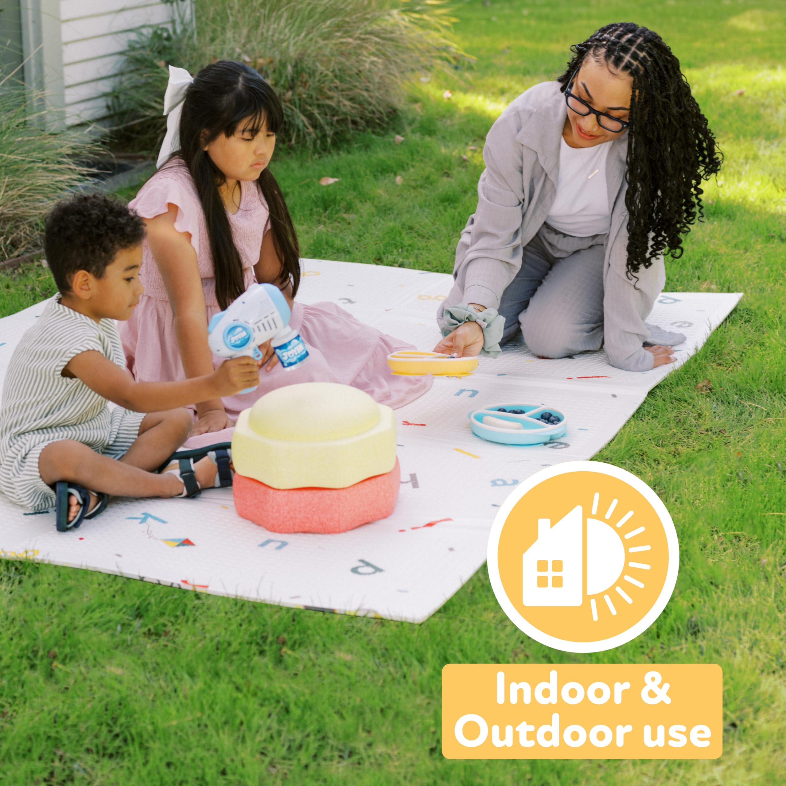 Nuby Reversible Baby Floor Mat - Foldable and Lightweight Foam Infant Play Mat - 77" x 58" - Easy Storage and Travel - Car Tracks/Alphabet - Image 7