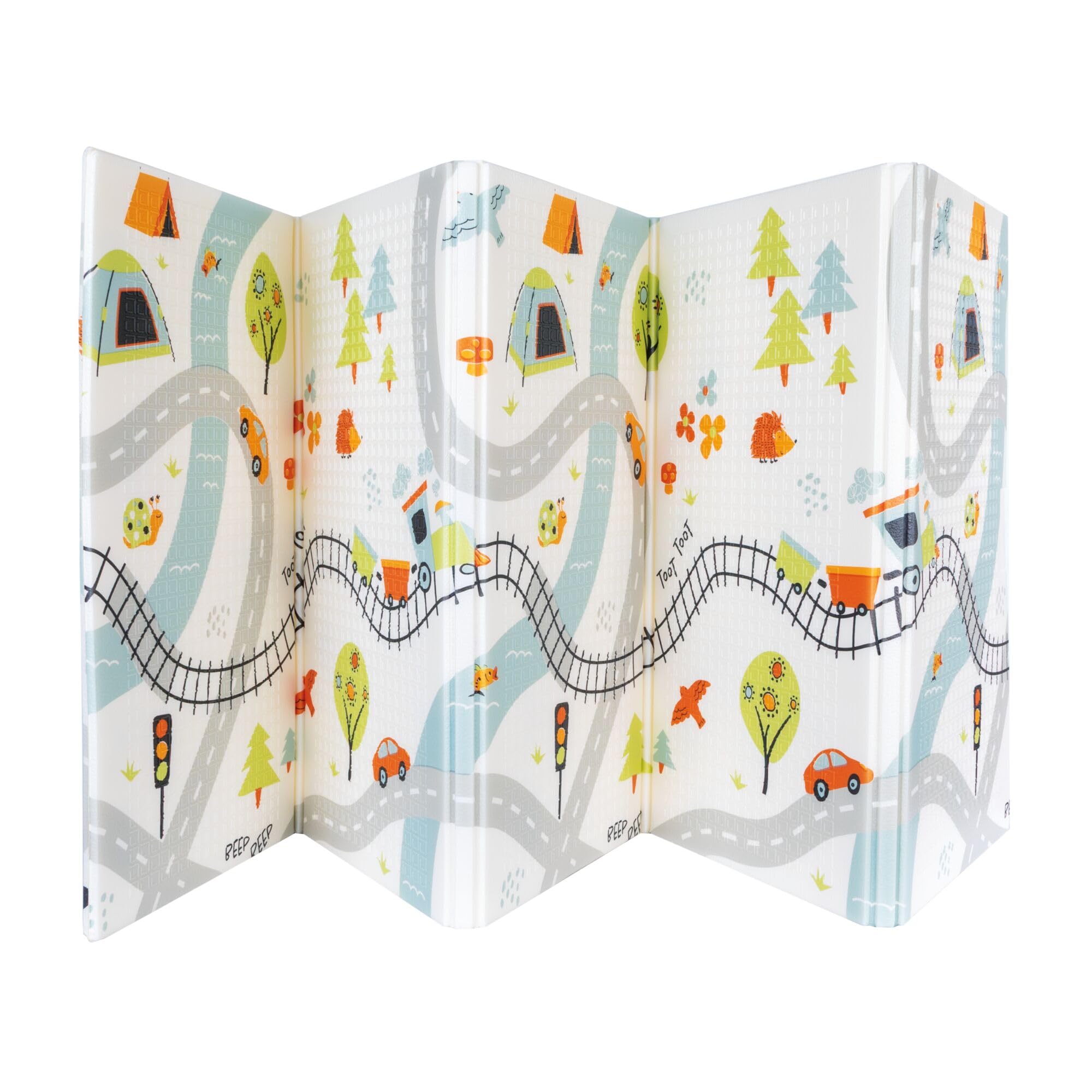 Nuby Reversible Baby Floor Mat - Foldable and Lightweight Foam Infant Play Mat - 77" x 58" - Easy Storage and Travel - Car Tracks/Alphabet - Image 9