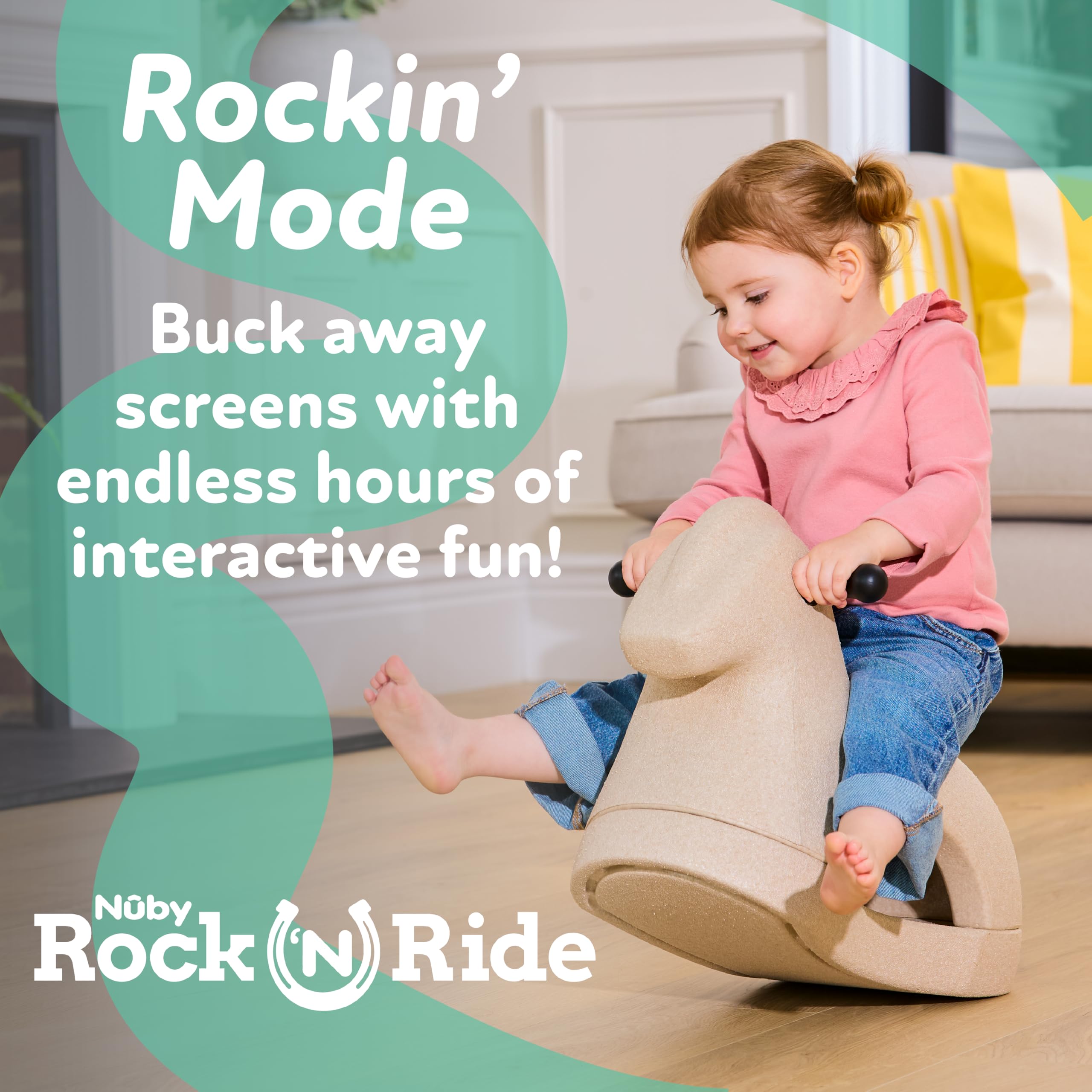 Nuby Rock 'N Ride Rocking Horse for Kids - Ride, Rock & Scoot Toy for Indoor & Outdoor Play - Balance & Coordination Development Toy - Ages 12+ Months - Blue Horse - Image 3