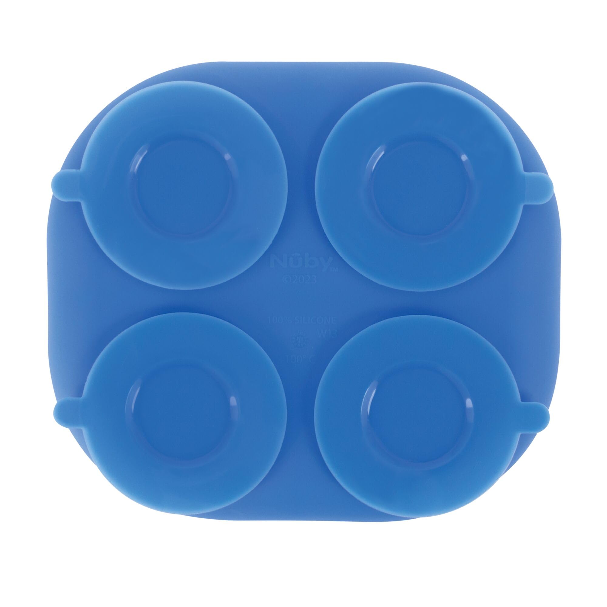 Nuby Silicone Rectangle Suction Plate with Lid - Dishwasher-Safe Baby and Toddler Plate - 6+ Months - Blue and Yellow - Back to School Essentials - Image 6