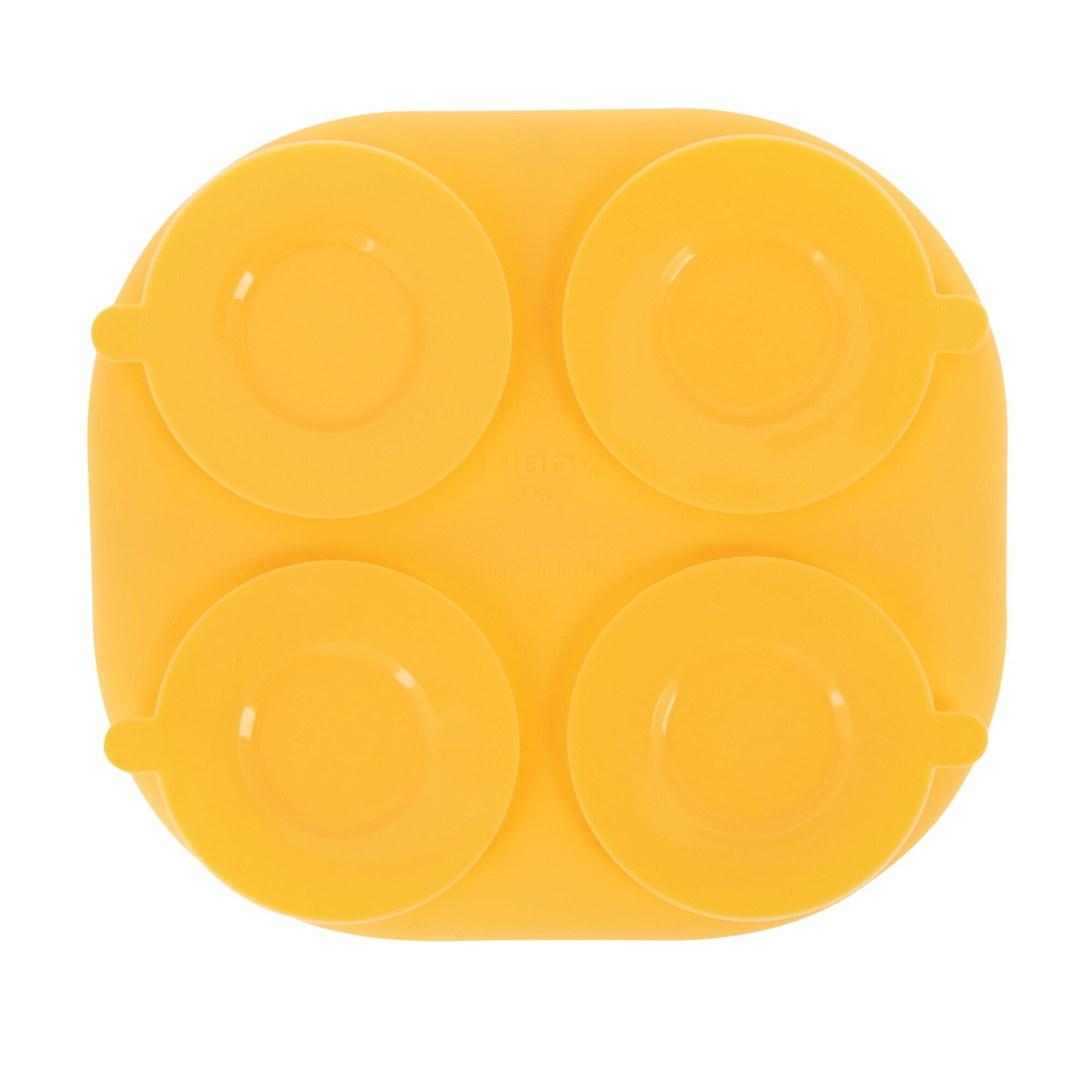 Nuby Silicone Rectangle Suction Plate with Lid - Dishwasher-Safe Baby and Toddler Plate - 6+ Months - Blue and Yellow - Back to School Essentials - Image 7