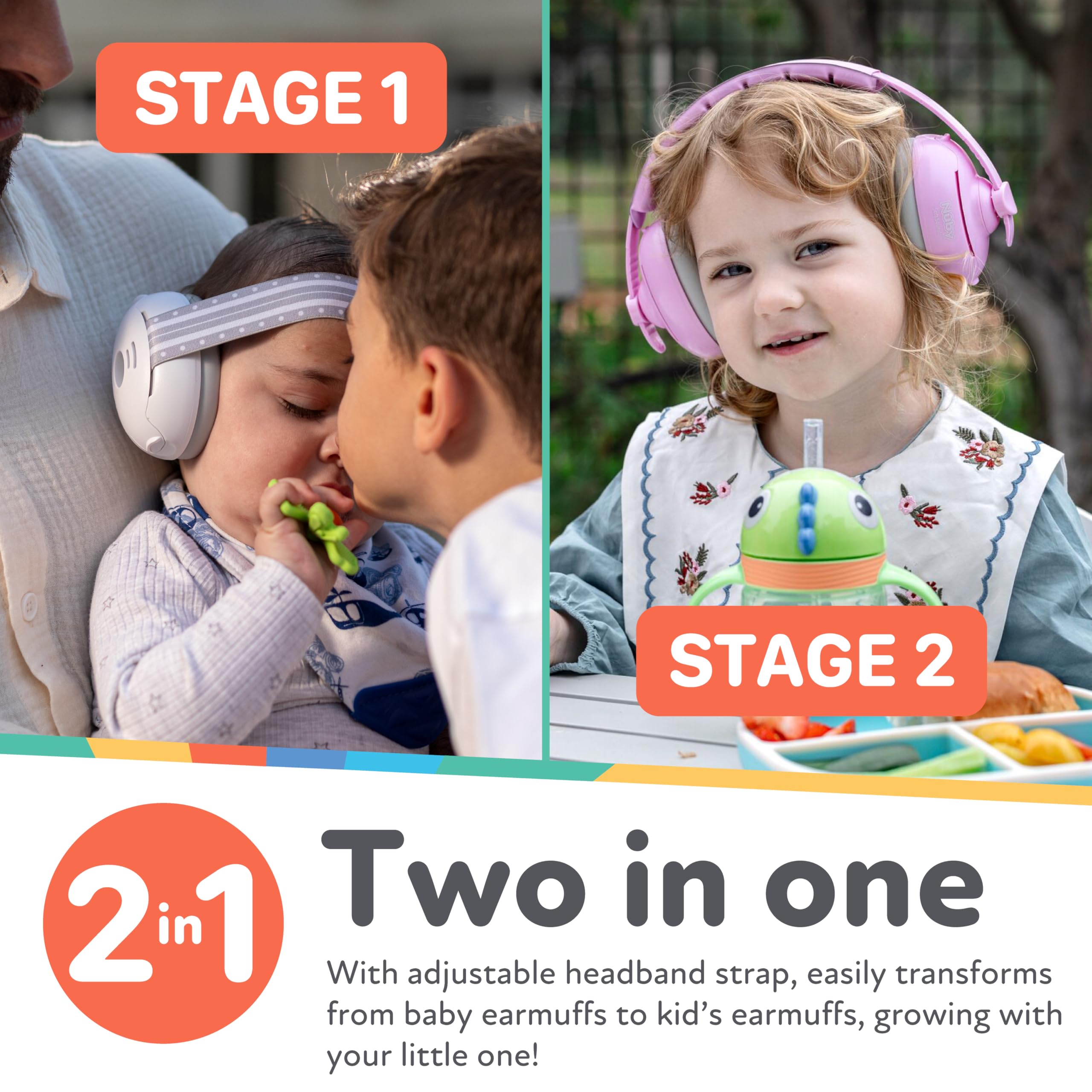 Nuby Soft Sounds 2-in-1 Noise-Canceling Baby Earmuffs with Travel Case - Adjustable Noise Protection for Infants and Toddlers - Aqua - Image 3