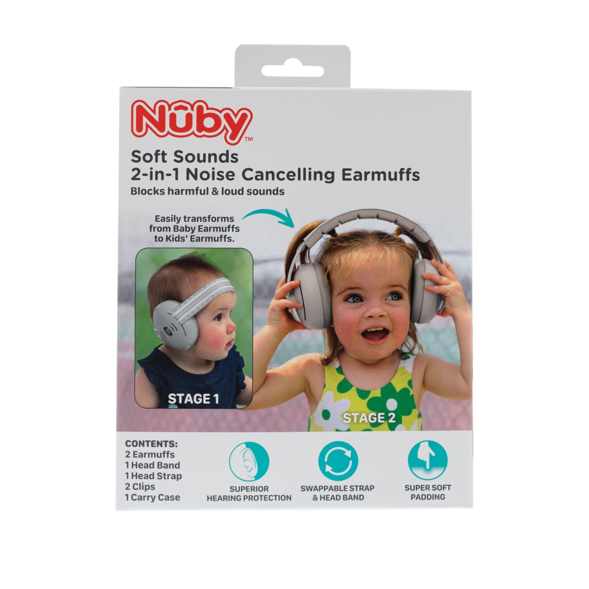 Nuby Soft Sounds 2-in-1 Noise-Canceling Baby Earmuffs with Travel Case - Adjustable Noise Protection for Infants and Toddlers - Aqua - Image 7