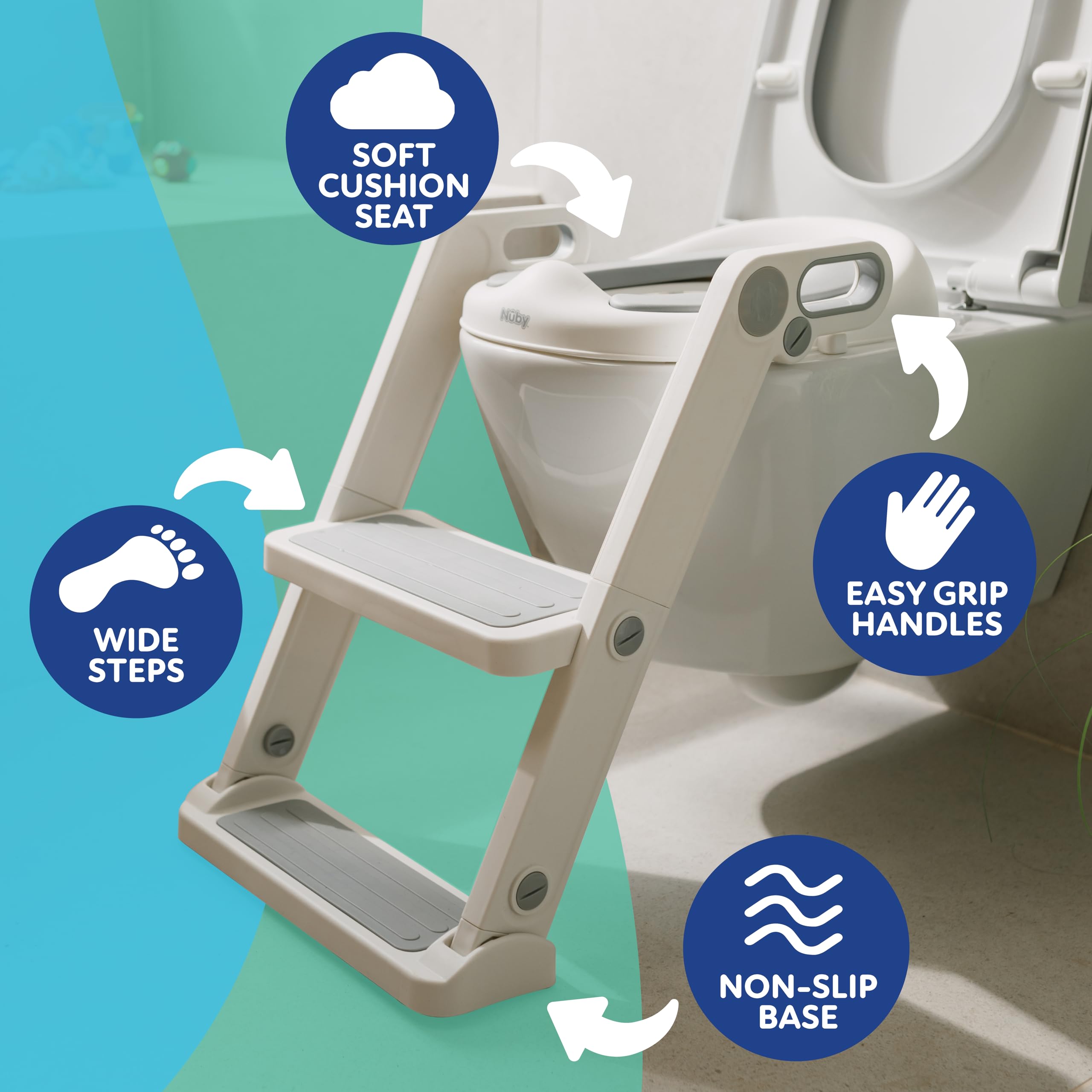 Nuby Step Ladder Toddler Potty Seat for Toilet - All-in-One Kids Potty Training Toilet Seat with Ladder for Toddlers 18+ Months - Pink - Image 6
