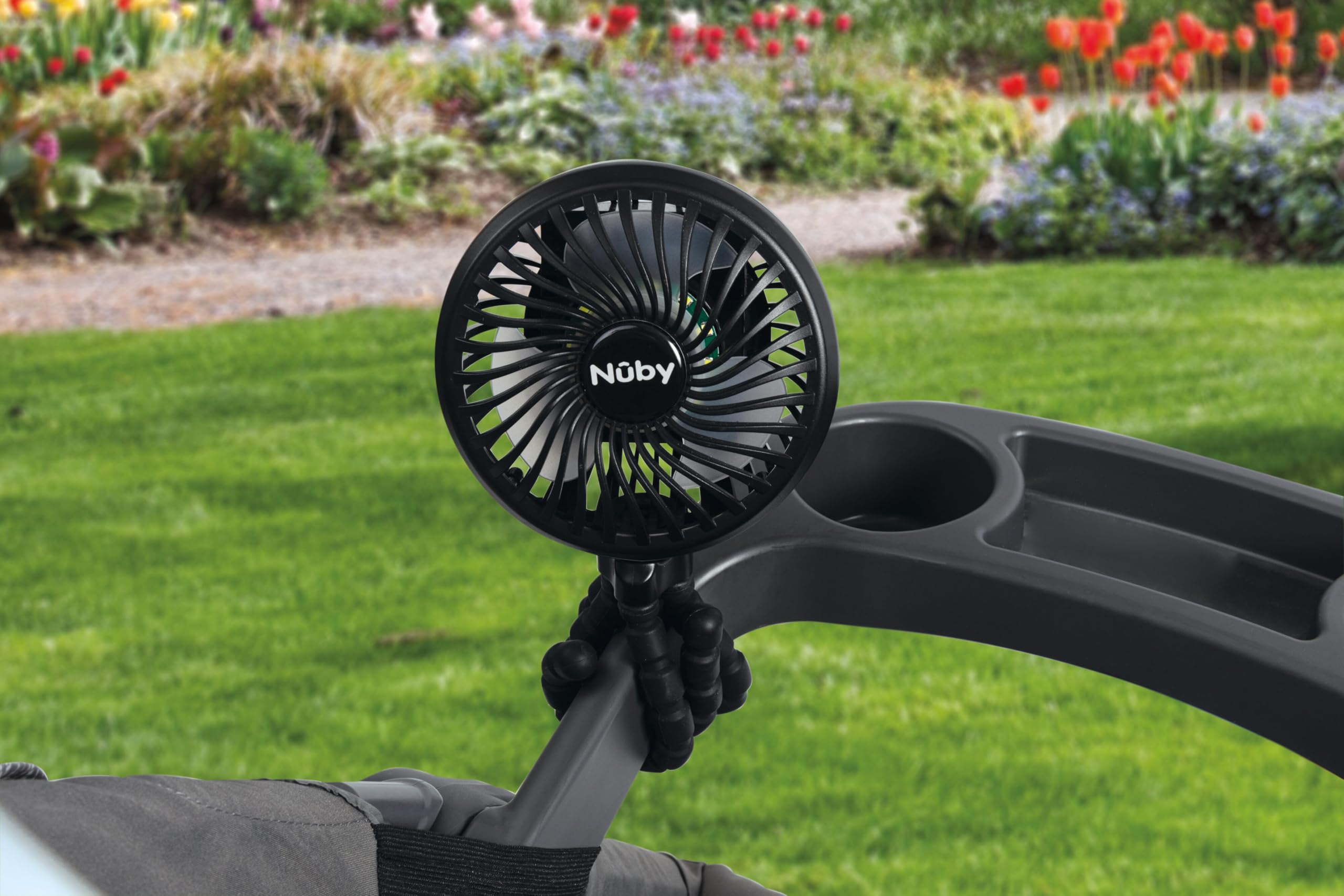 Nuby Stroller Fan with Adjustable Legs - 3-Speed Portable Fan for Car Seats and Play Yards - Stroller Accessories - Summer Travel Essentials - Black - Image 5