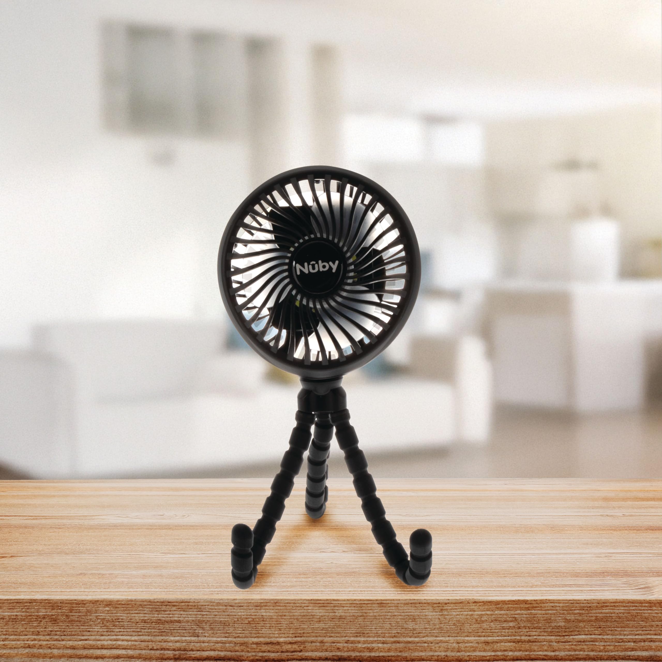 Nuby Stroller Fan with Adjustable Legs - 3-Speed Portable Fan for Car Seats and Play Yards - Stroller Accessories - Summer Travel Essentials - Black - Image 6