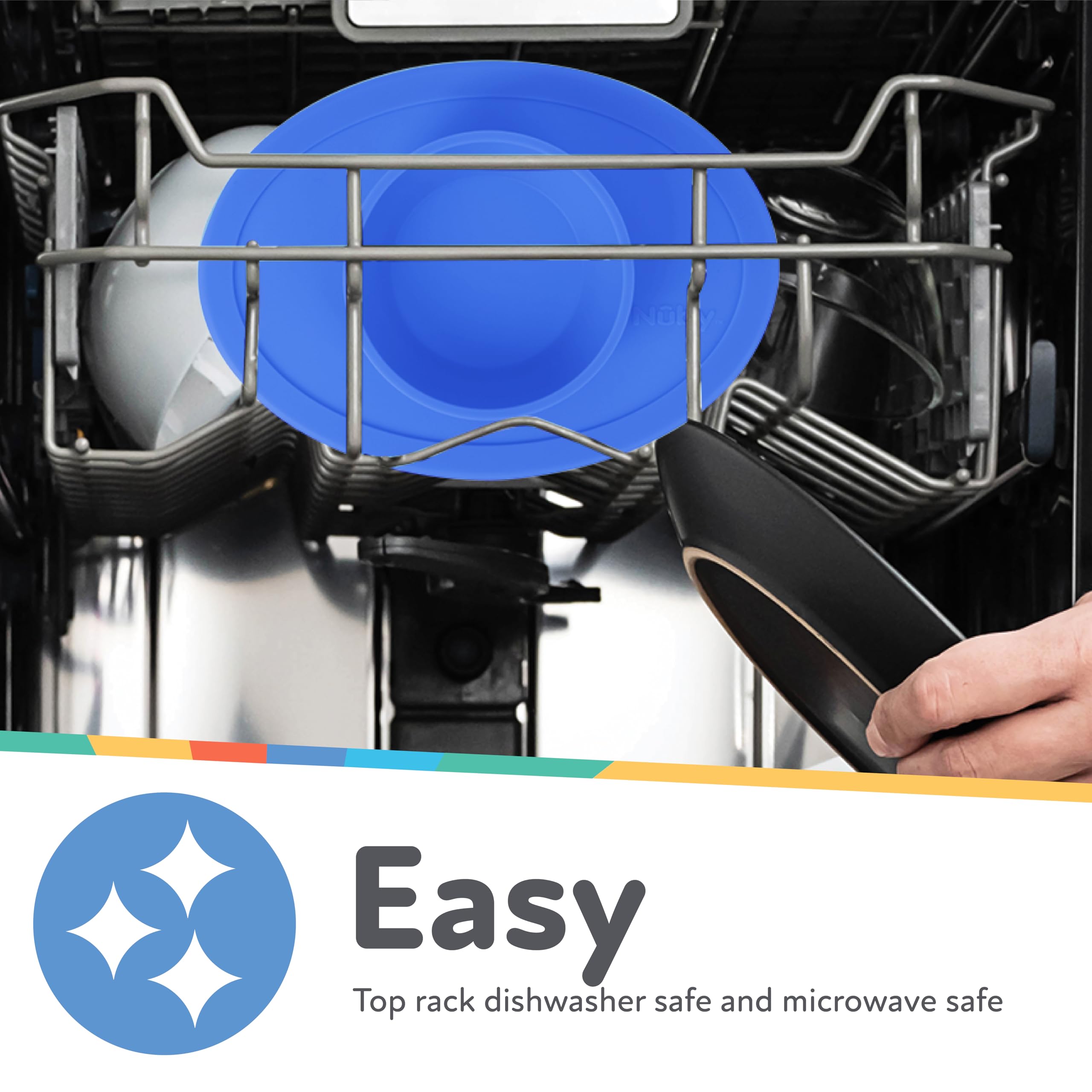 Nuby Sure Grip Silicone Feeding Bowl - Toddler Suction Plate - 6+ Months - Aqua - Image 5