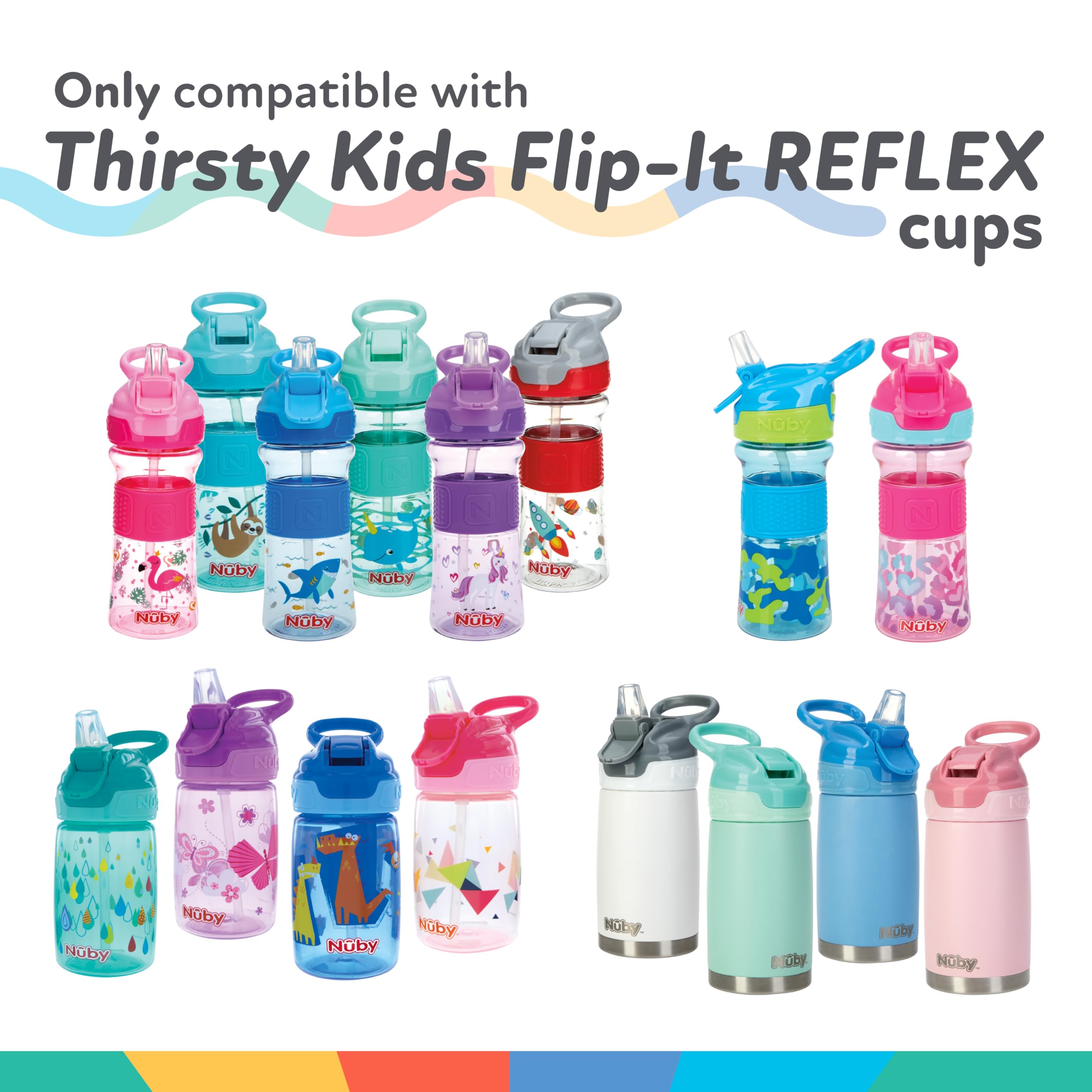 Nuby Thirsty Kids Reflex Flip-it 2 Pack Replacement Spout and Extension Straw Sets - Image 4