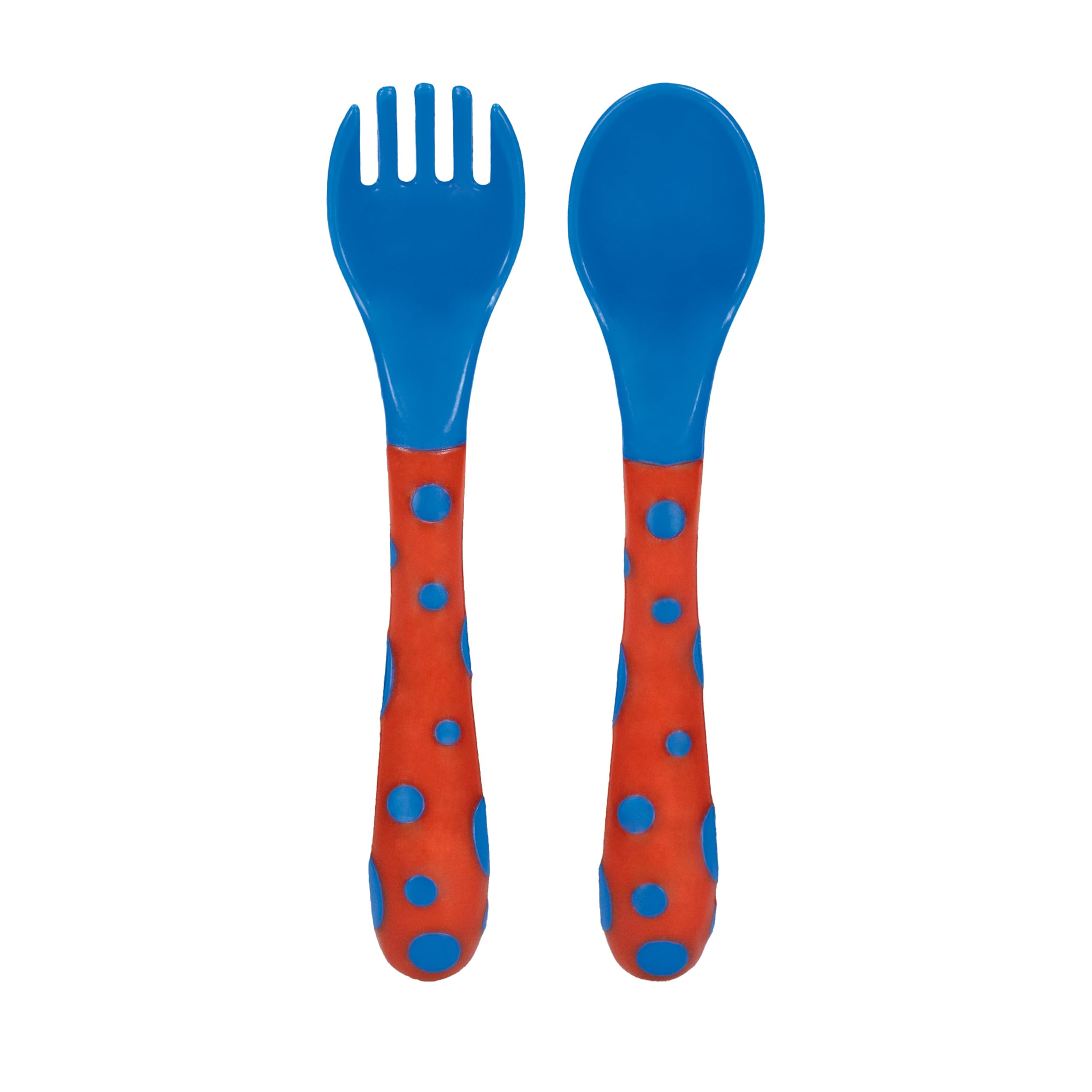 Nuby Toddler Spoons and Forks Set for Self-Feeding - 4 Pack - Toddler Utensils with Easy Grip Handles for Kids - Dishwasher Safe - 12+ Months - Red/Blue & Green/Yellow - Image 3