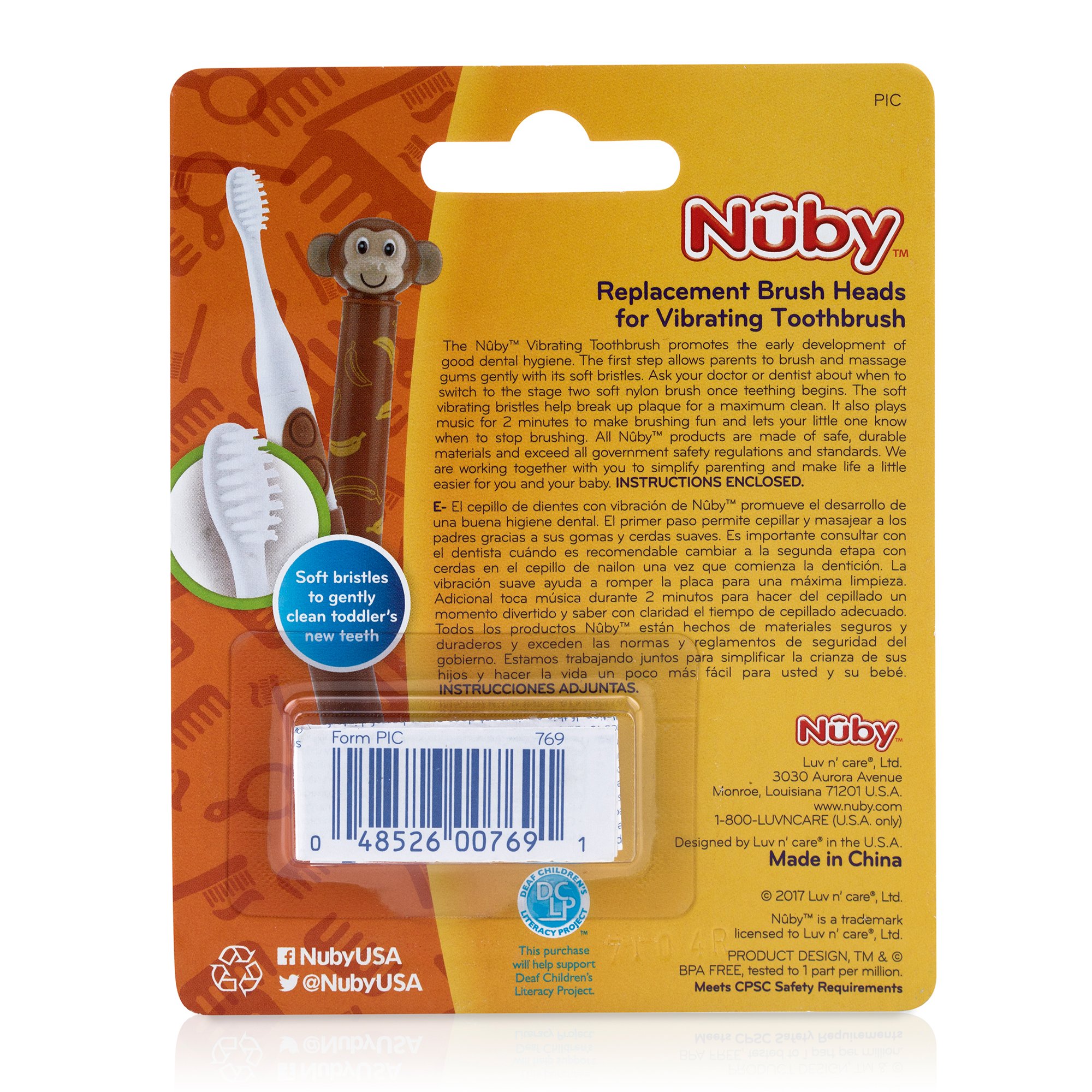 Nuby Vibrating Toothbrush Replacement Heads, Pack of 4 - Image 3