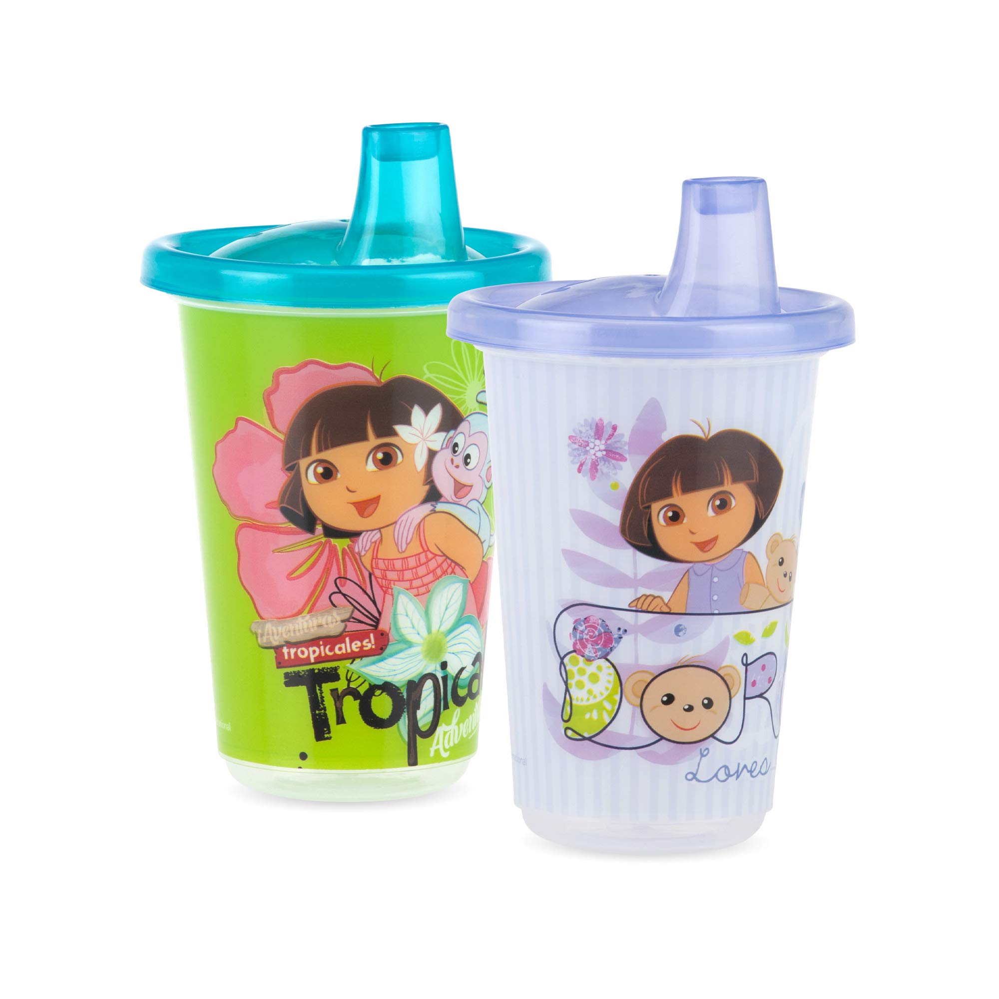 Nuby Wash or Toss Reusable Cups & Lids with Spout, Nickelodeon Dora The Explorer, 10 Oz, 6 Count - Image 3