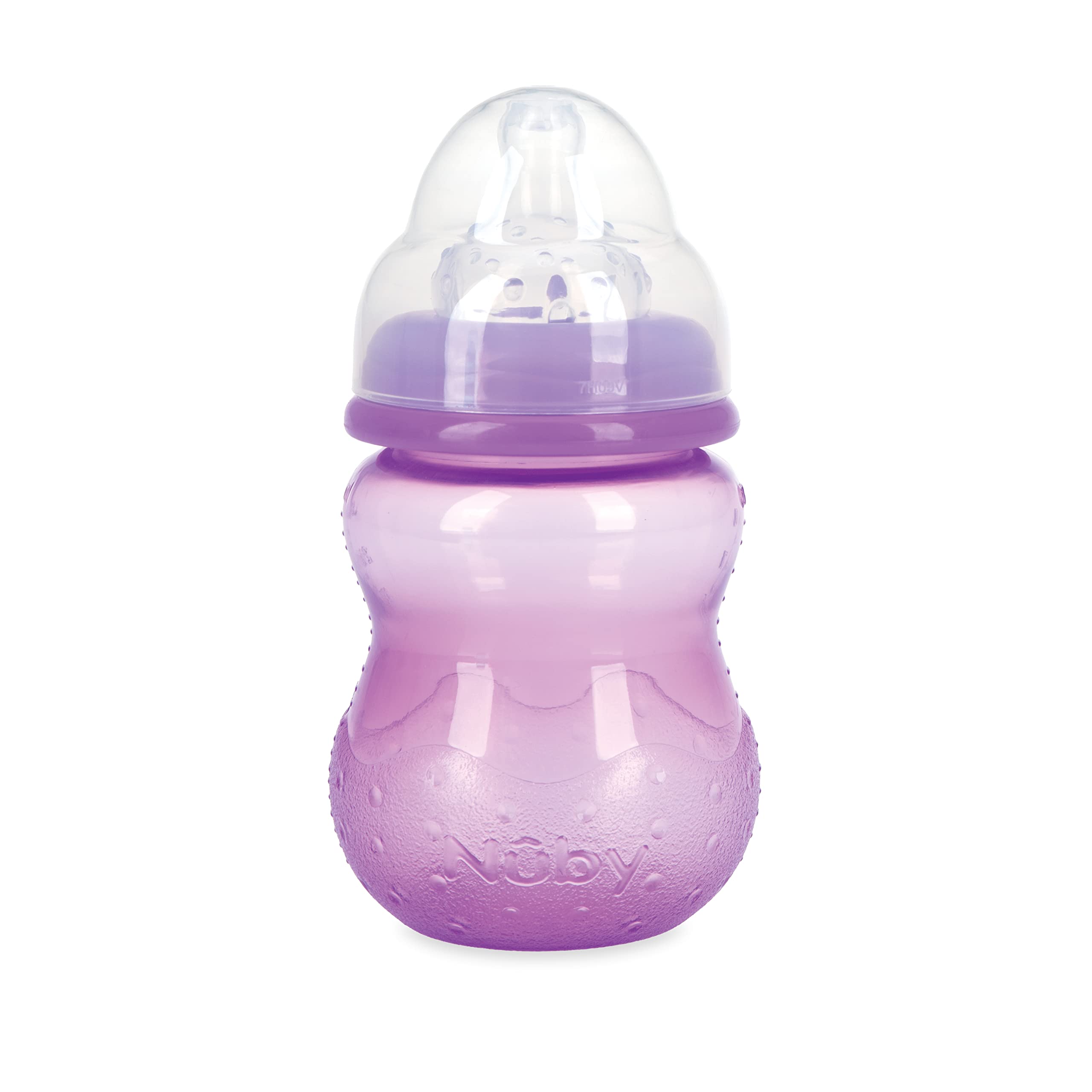 Nuby Wide Neck Non-Drip Bottle - Baby Bottles with Anti-Colic Vari-Flo Valve - (3-Pack) 8 Oz - 0+ Months - Aqua, Pink, Purple - Image 8