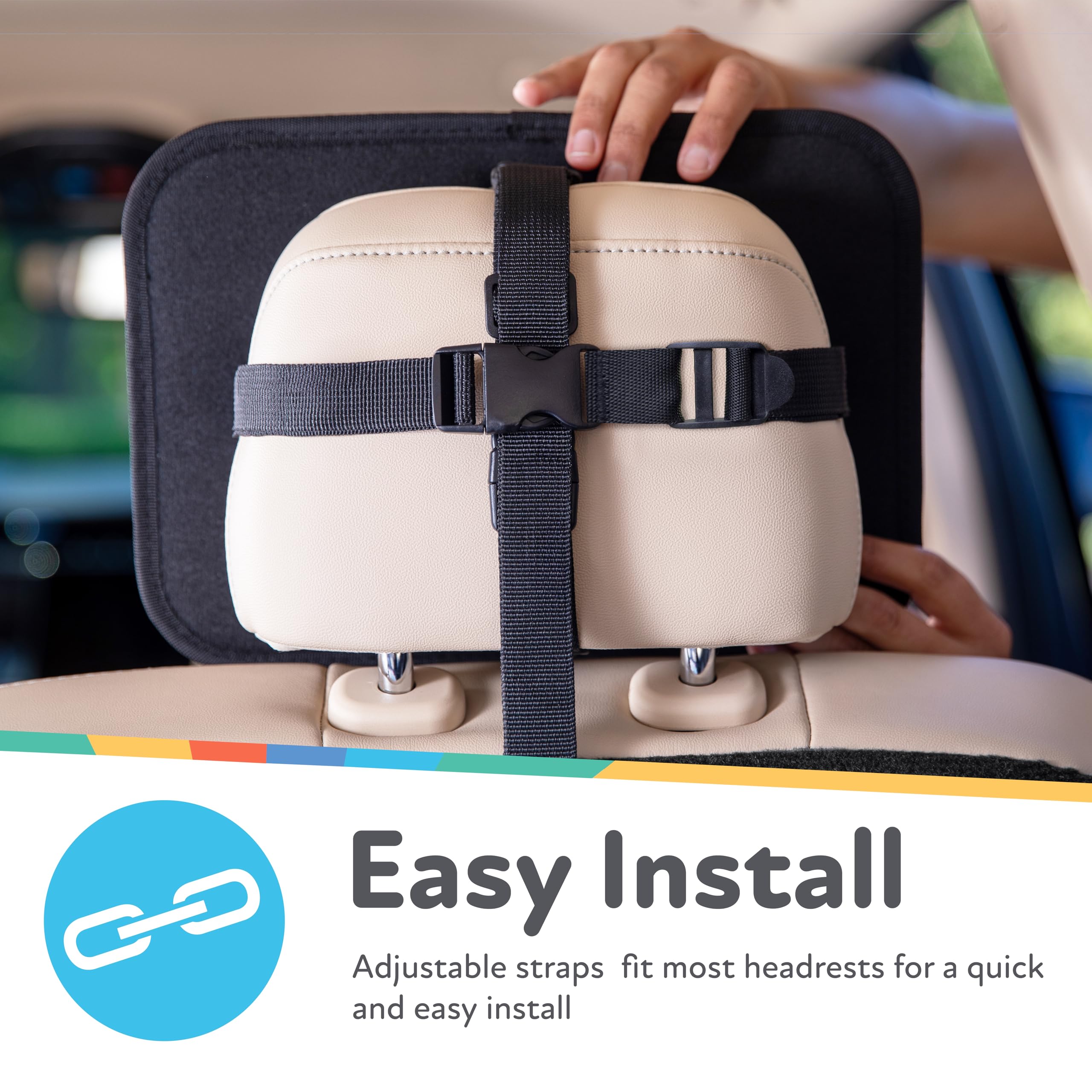 Nuby x Safe in the Seat Backseat Baby Mirror - Shatter-Resistant Car Mirror with Tether Anchor Strap - Fits Most Headrests for Rear-Facing Baby Monitoring - Image 3