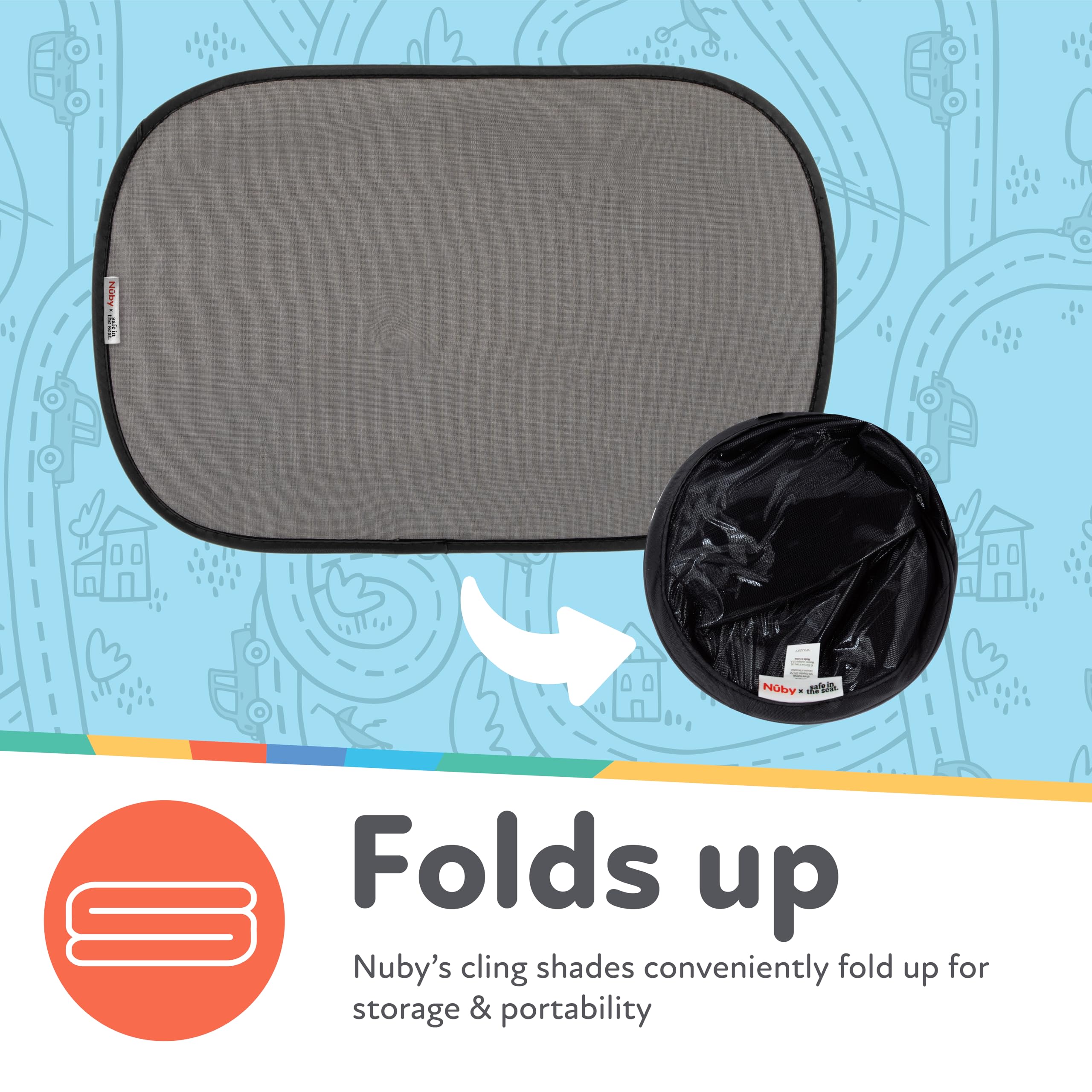 Nuby x Safe in The Seat Pop-Open Car Sun Shades - 2 Piece Set - Static Cling Window Shades for Baby in Car - UV Protection, Easy Install, and Universal Fit - Image 4
